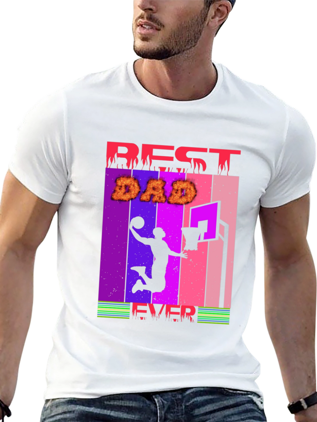 Best Dad Ever Basketball Graphic T-Shirt