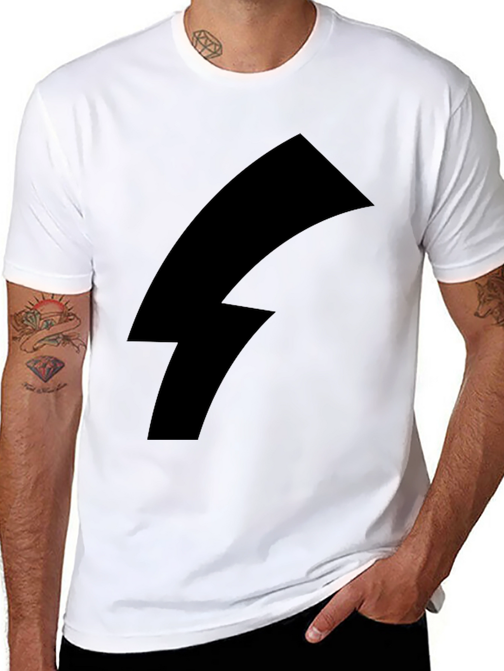 Bold Black Tee with Lightning Bolt Graphic