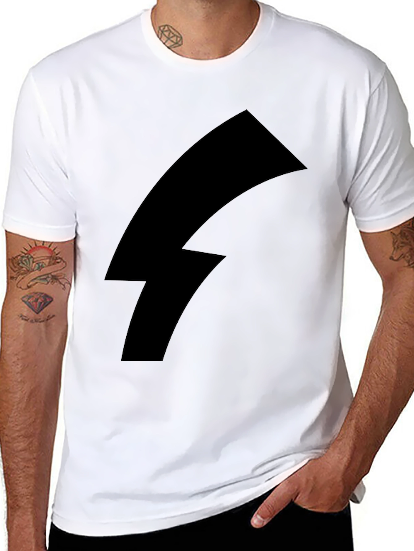 Bold Black Tee with Lightning Bolt Graphic
