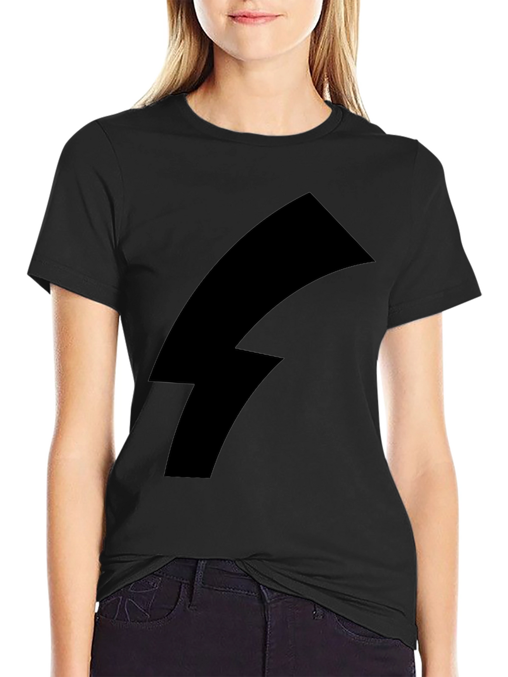 Bold Black Tee with Lightning Bolt Graphic