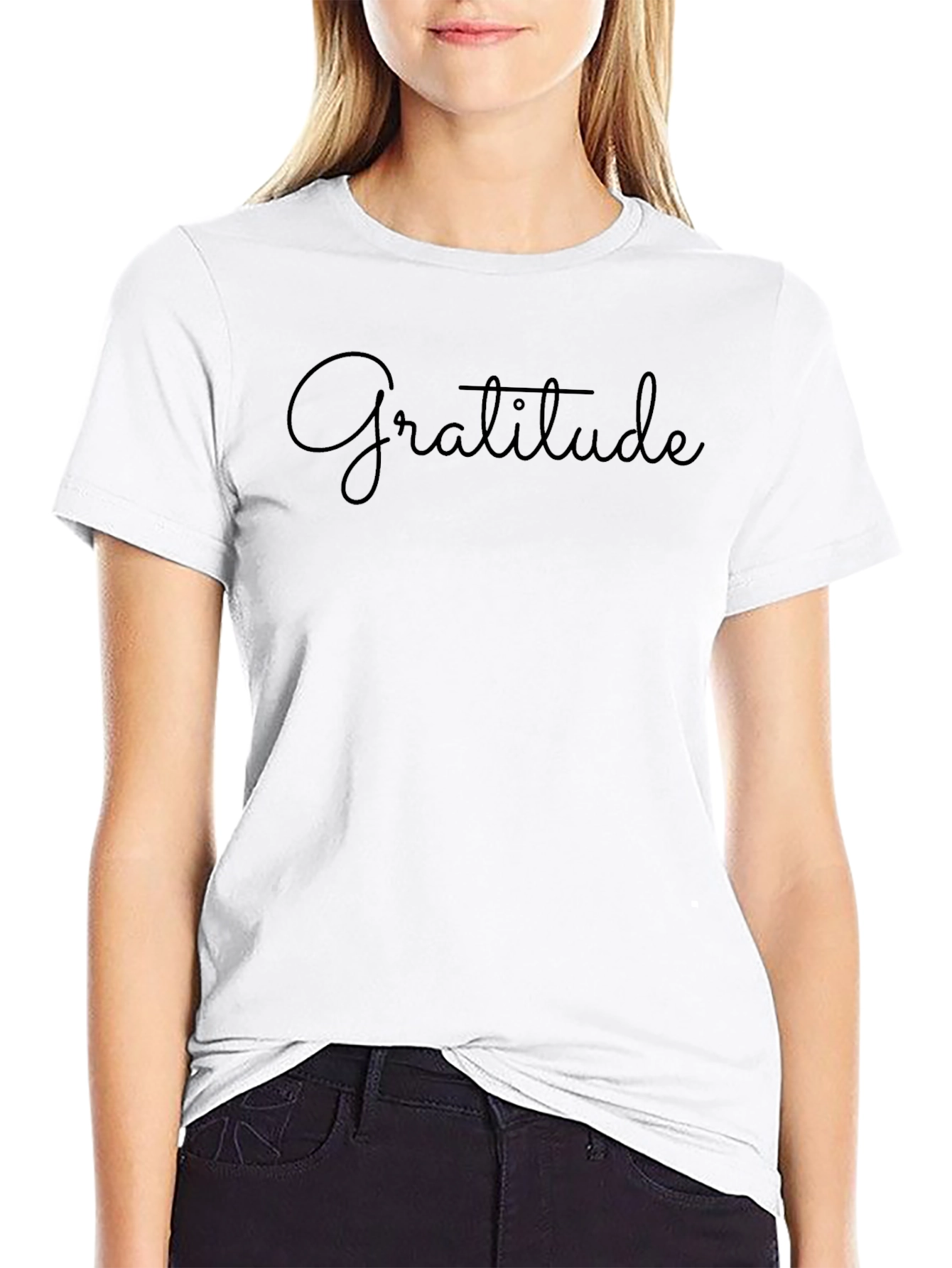 Gratitude Black Crew Neck T-Shirt