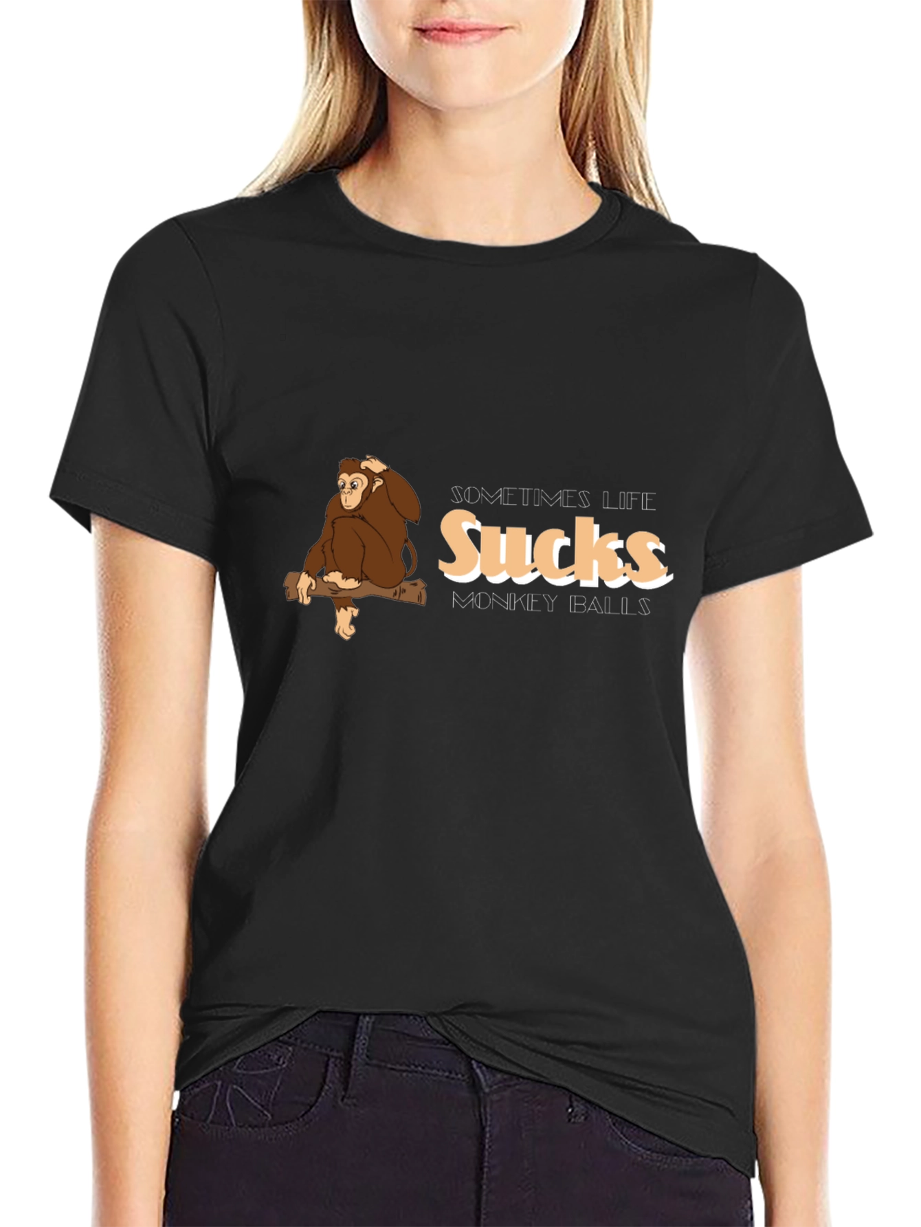Funny Monkey T-Shirt - Sometimes Life Sucks Monkey Balls