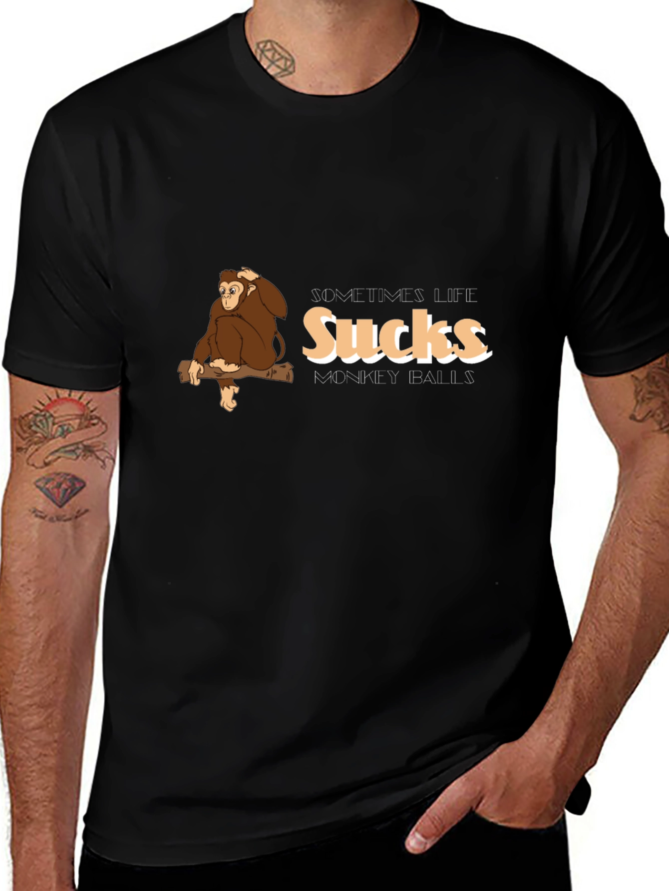 Funny Monkey T-Shirt - Sometimes Life Sucks Monkey Balls