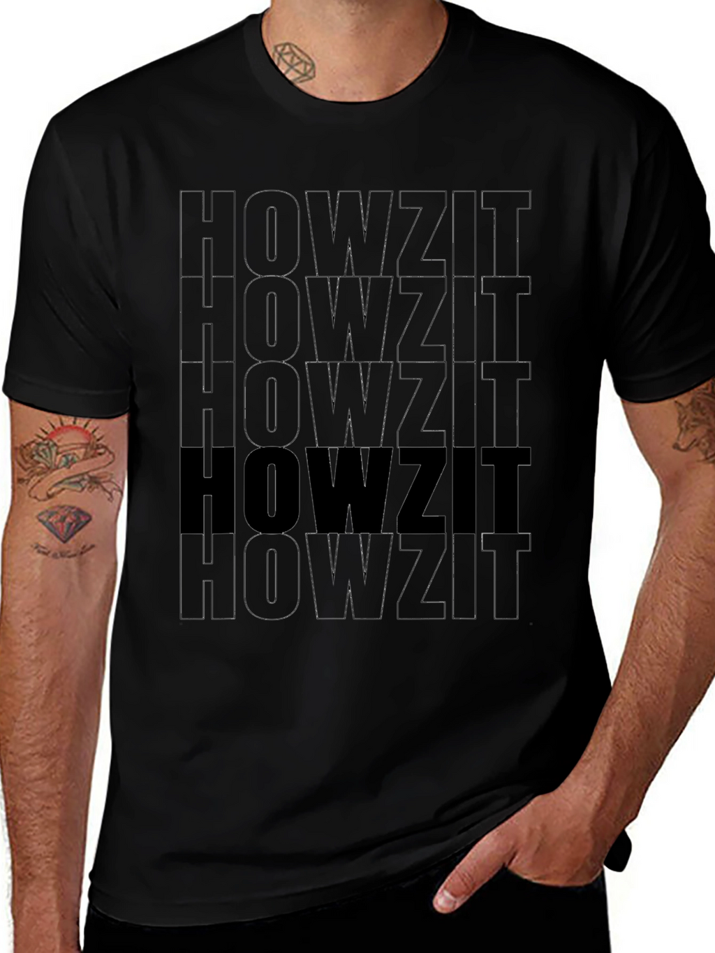 HOWZIT Graphic Print T-Shirt - Black