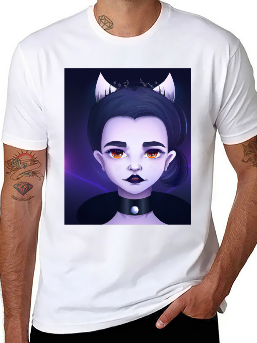 Gothic Cartoon Girl Black T-Shirt