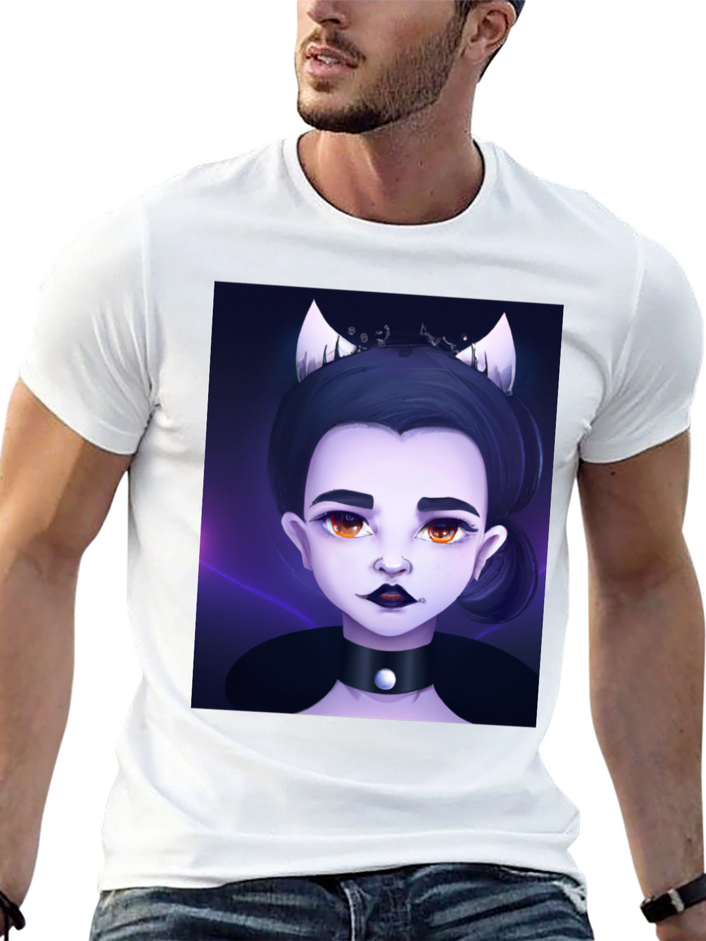 Gothic Cartoon Girl Black T-Shirt