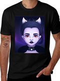 Gothic Cartoon Girl Black T-Shirt