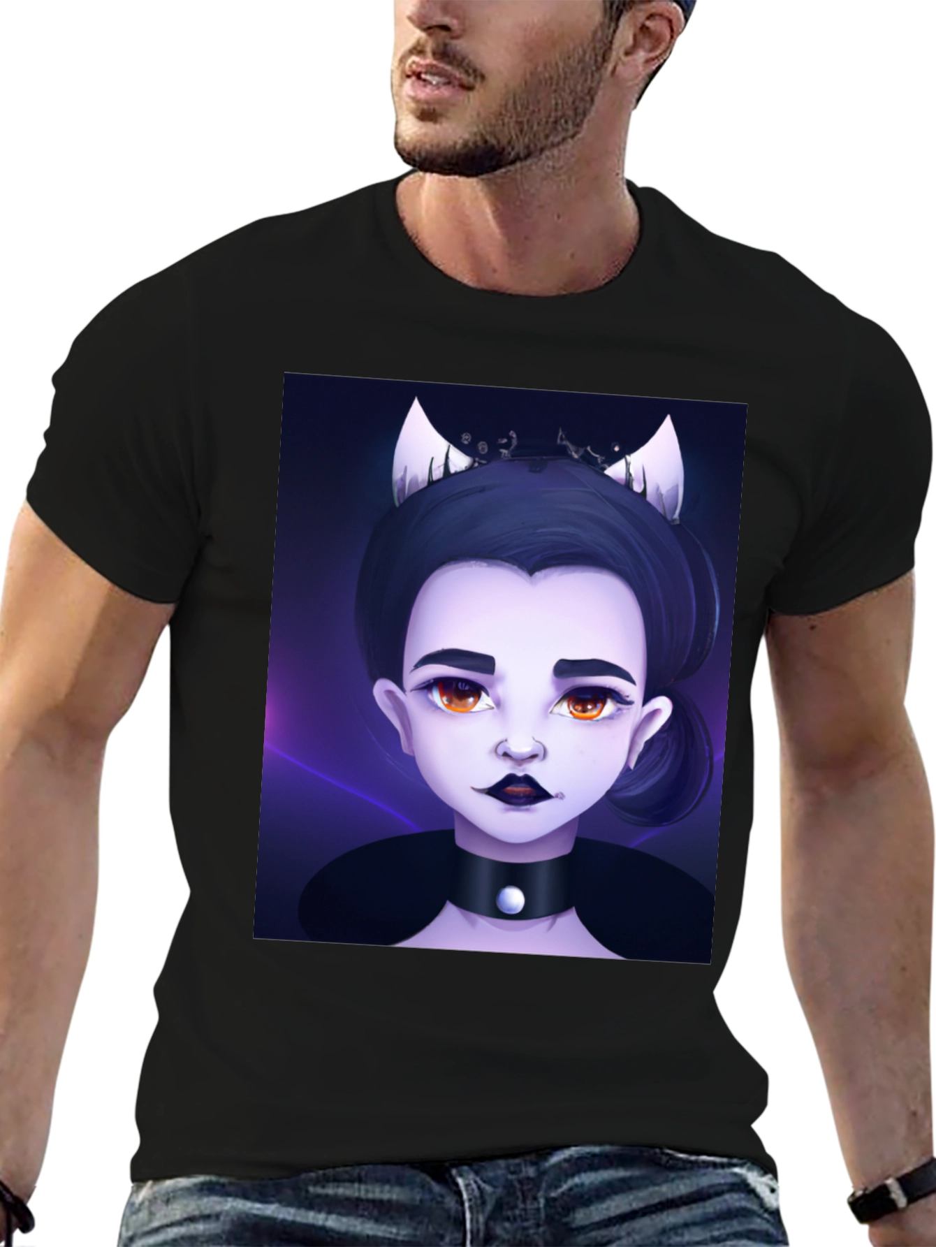 Gothic Cartoon Girl Black T-Shirt
