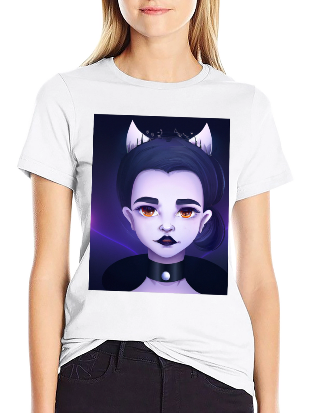 Gothic Cartoon Girl Black T-Shirt