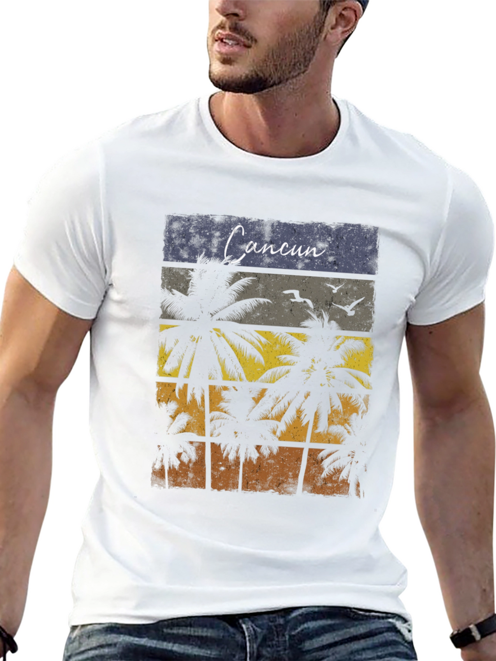 Cancun Palm Tree Graphic T-Shirt