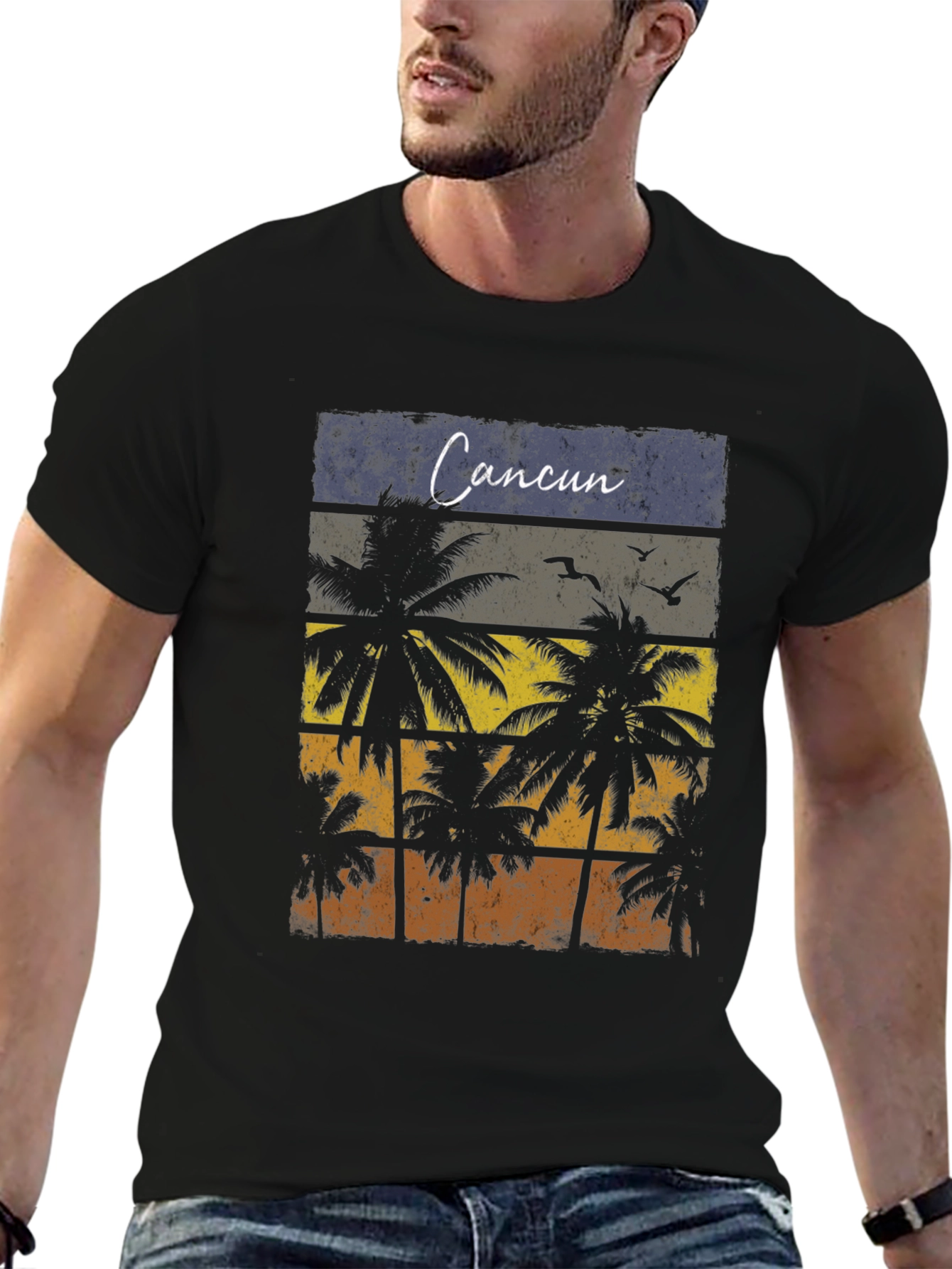 Cancun Palm Tree Graphic T-Shirt