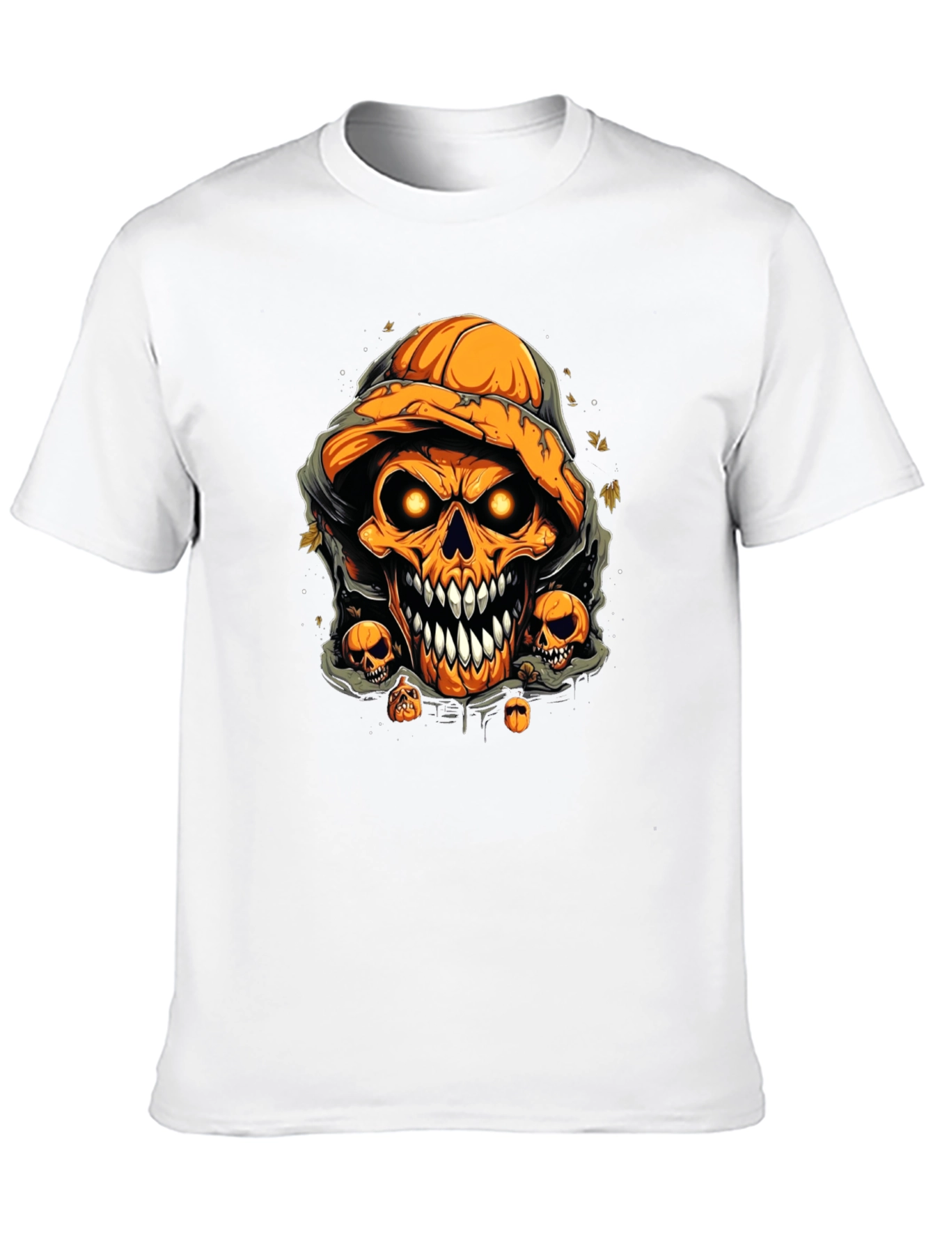 Halloween Pumpkin Skull Graphic Tee