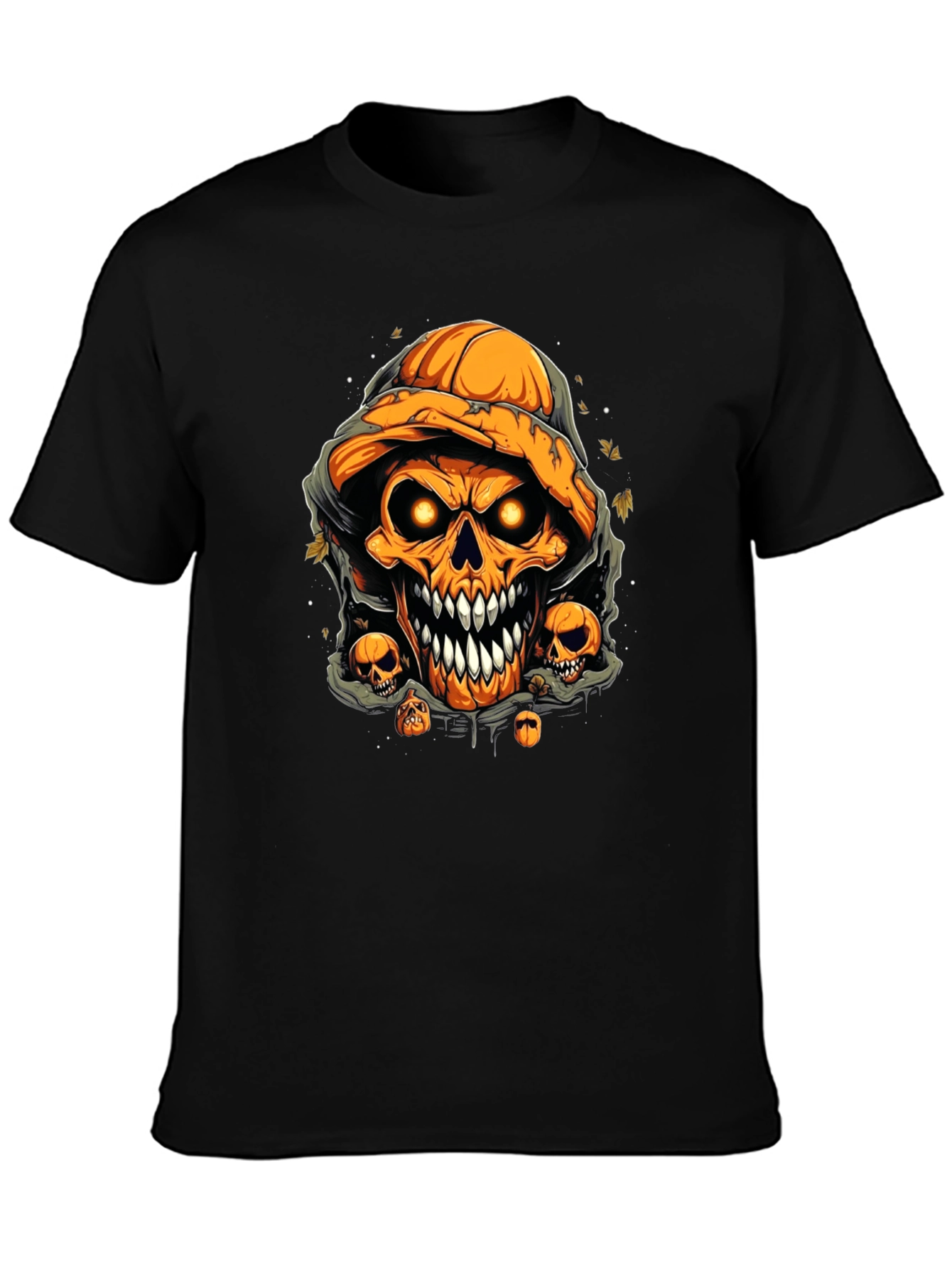 Halloween Pumpkin Skull Graphic Tee