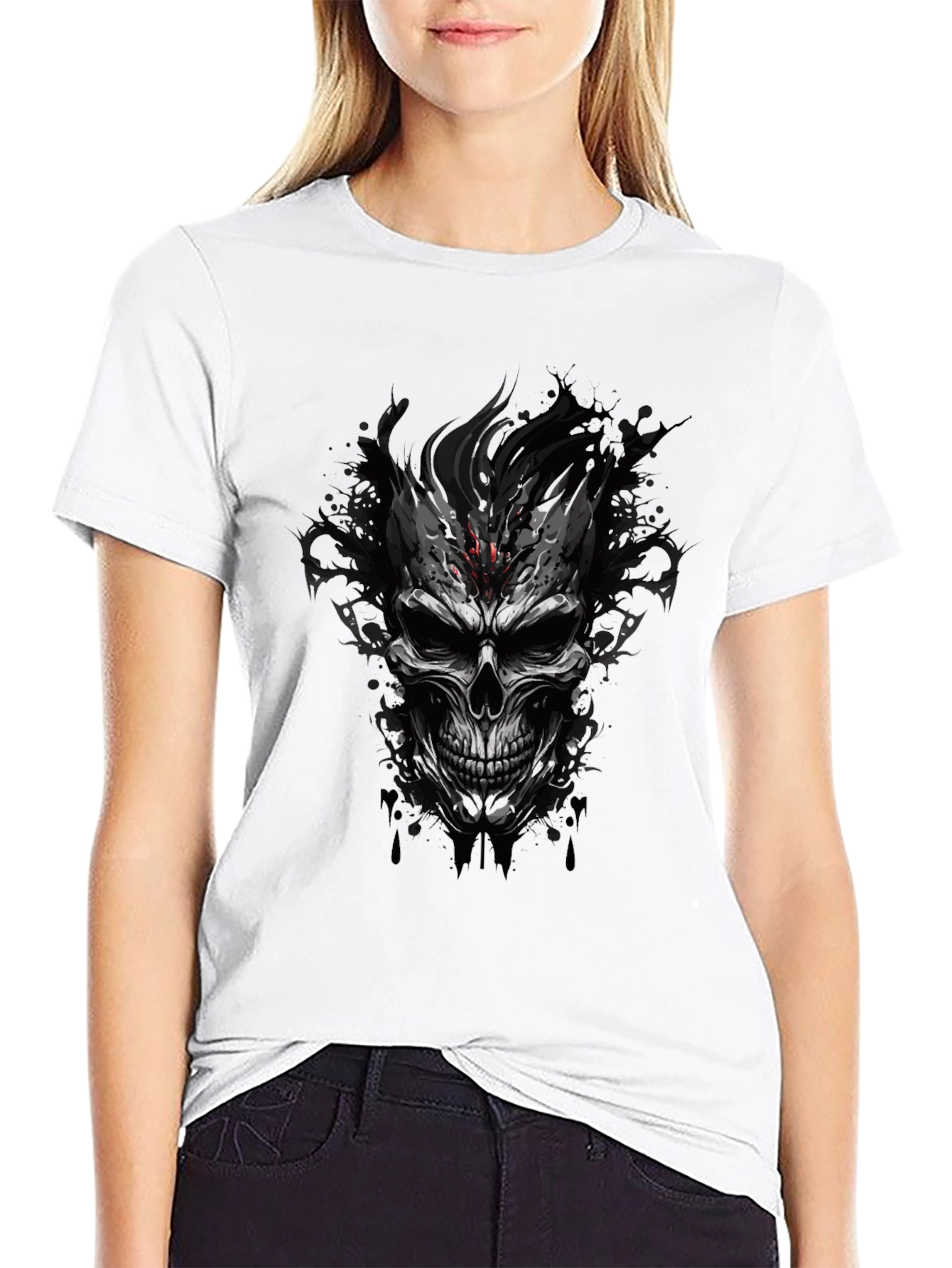 Edgy Skull Graphic Black T-Shirt