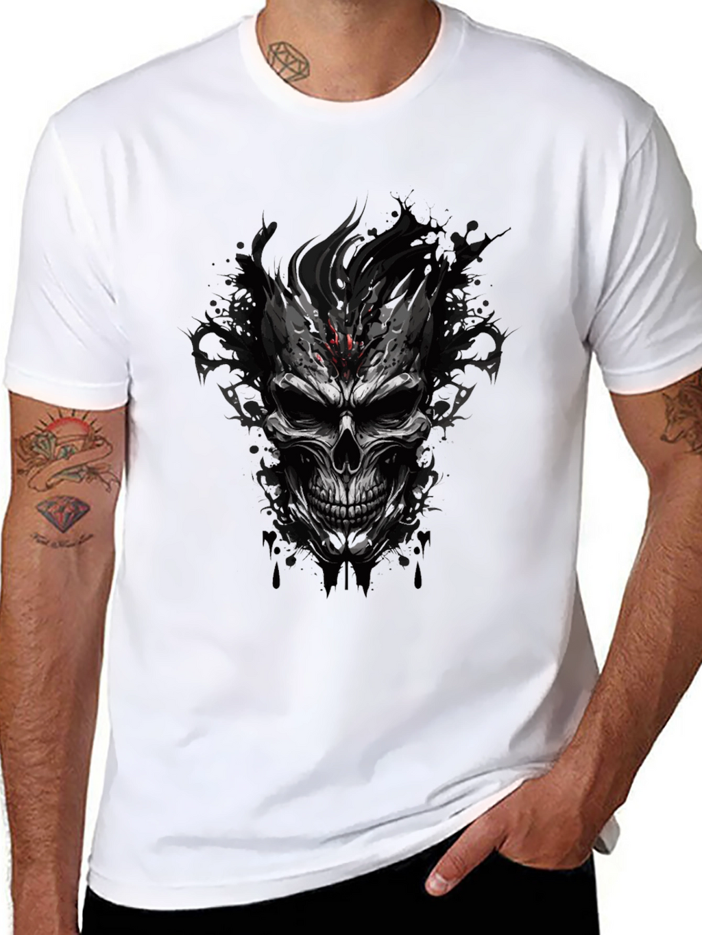 Edgy Skull Graphic Black T-Shirt