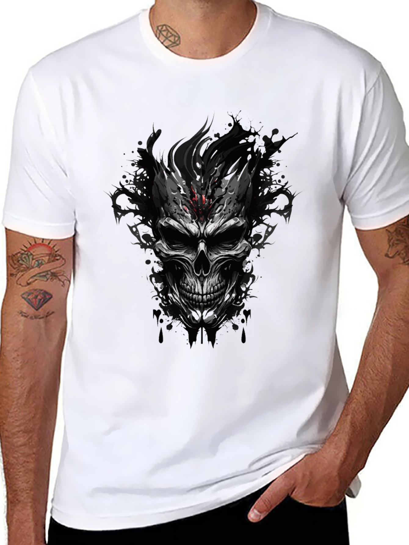 Edgy Skull Graphic Black T-Shirt