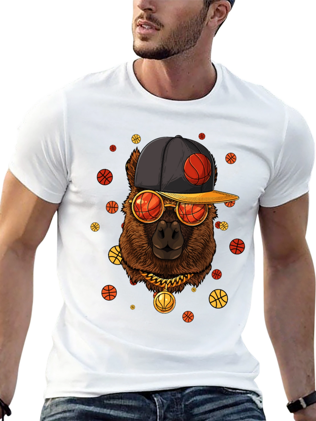 Cool Llama Basketball T-Shirt - Black