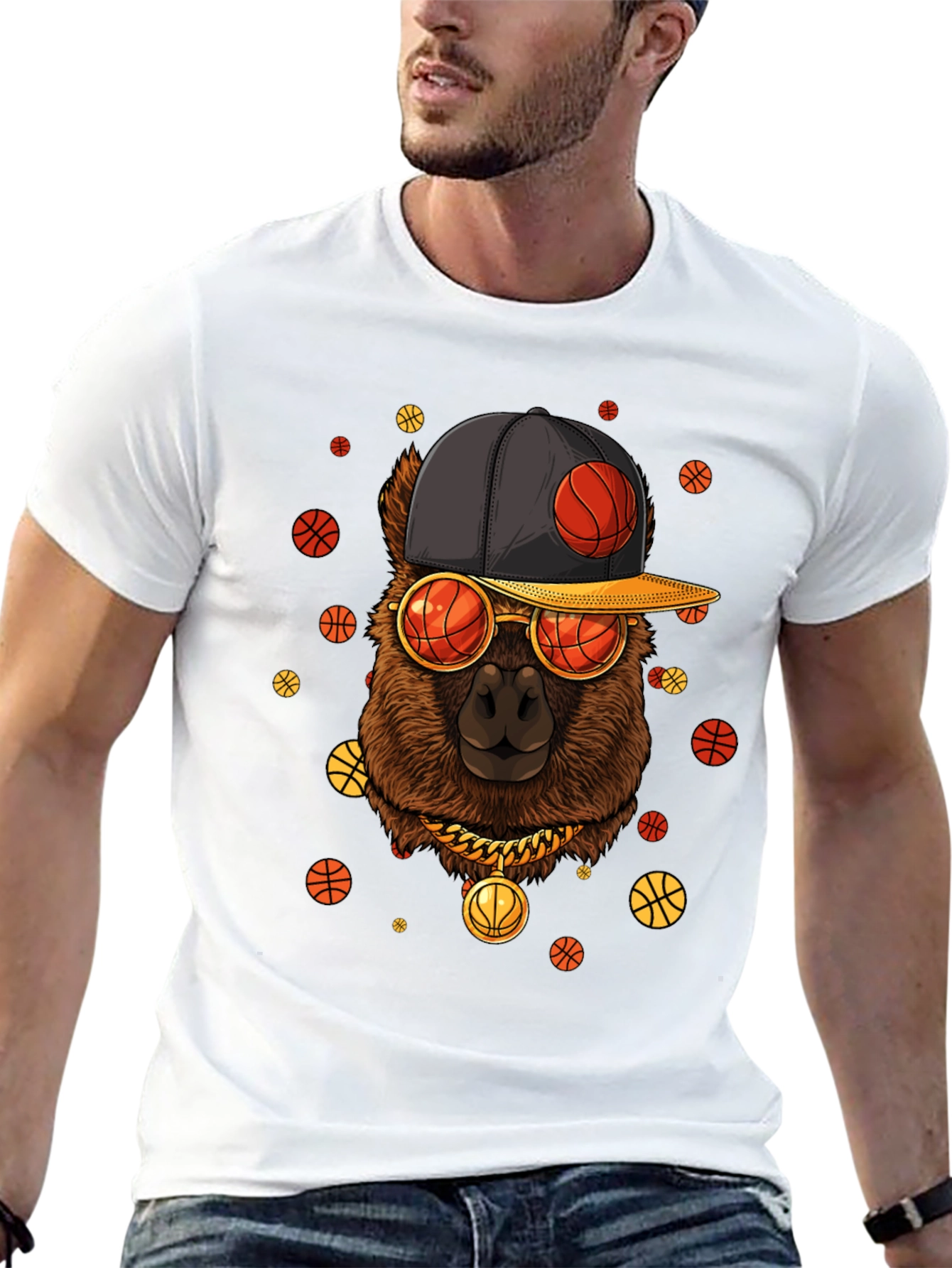 Cool Llama Basketball T-Shirt - Black