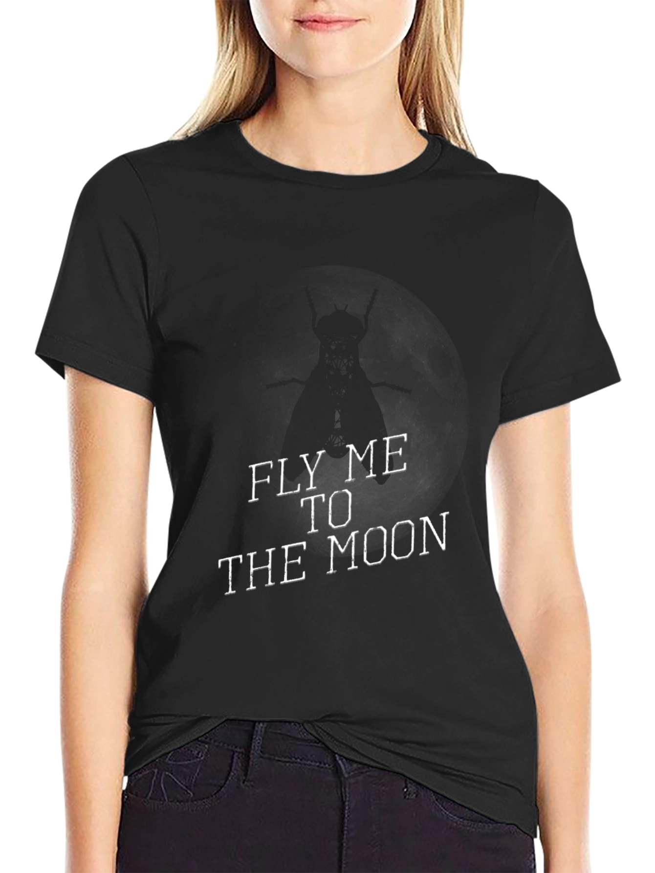 Fly Me to the Moon Black Graphic Tee