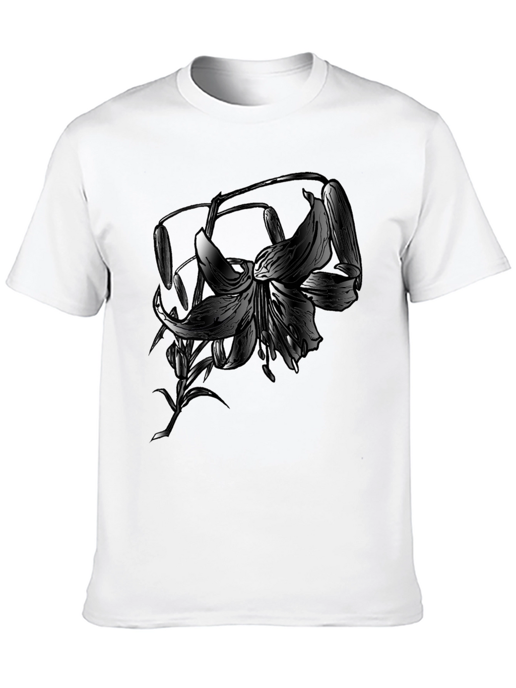 Floral Graphic Print Black T-Shirt