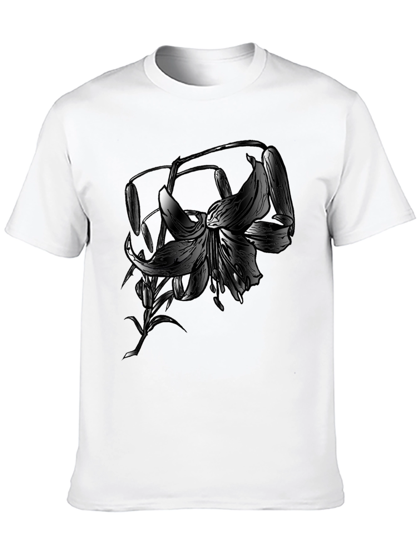 Floral Graphic Print Black T-Shirt