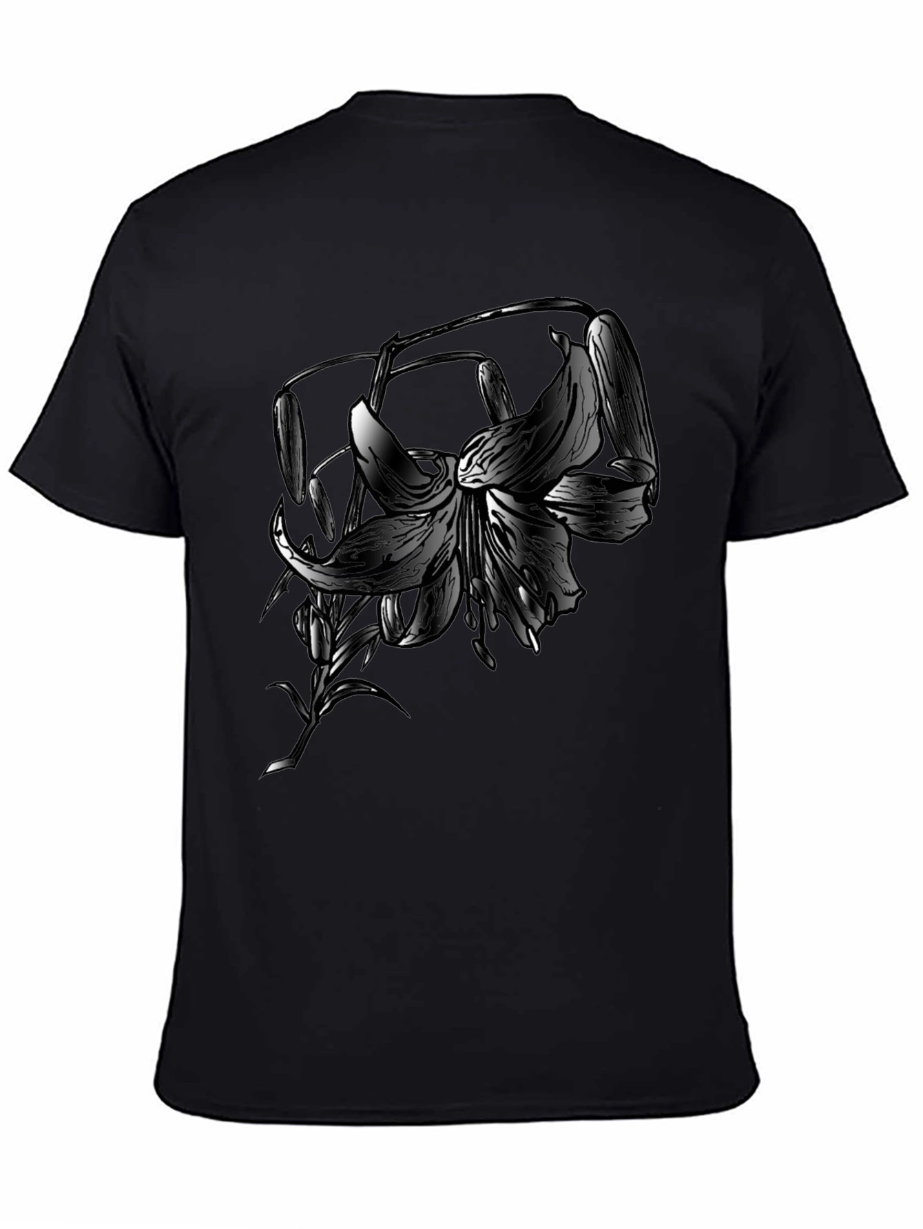 Floral Graphic Print Black T-Shirt