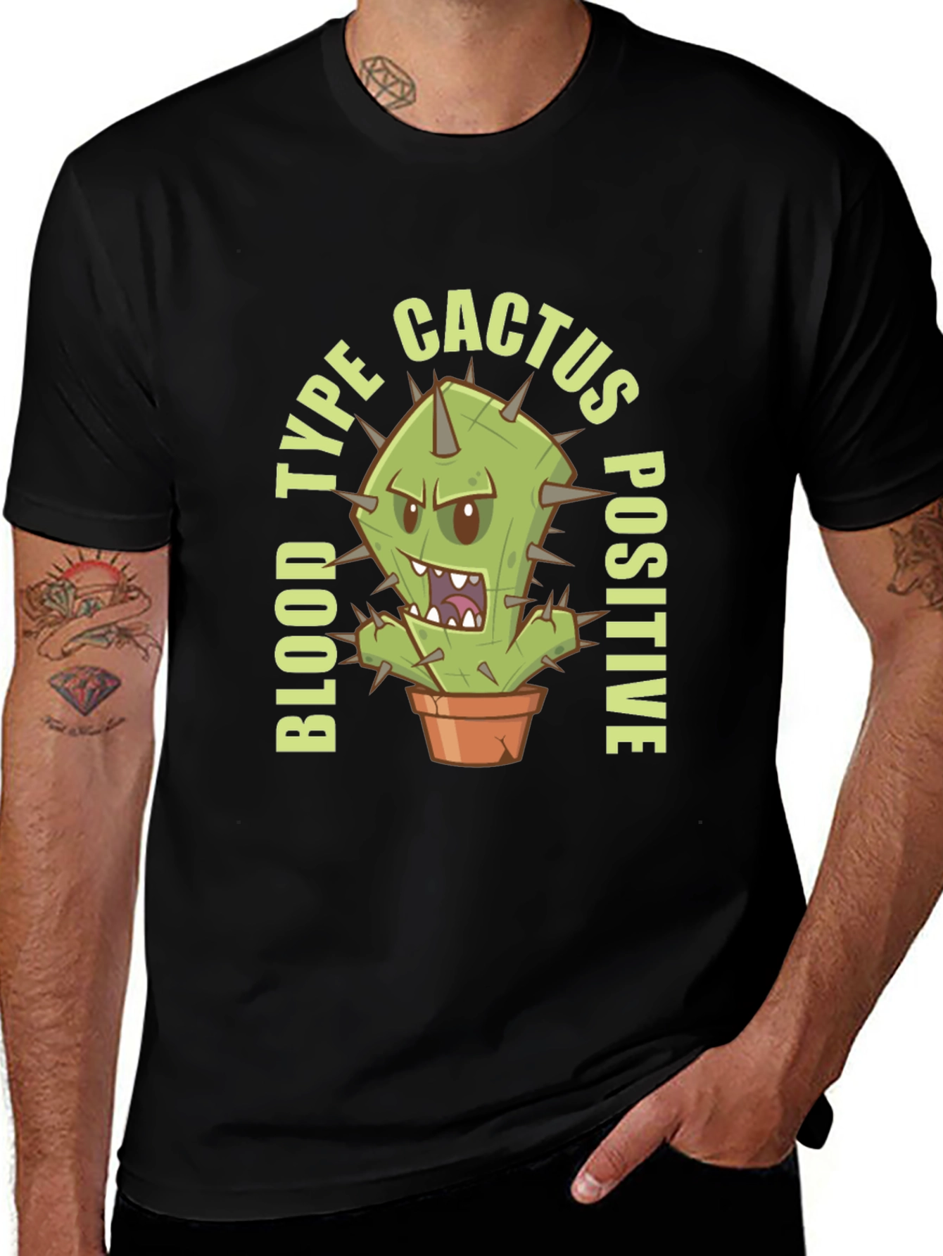 Cactus Blood Type Positive Funny T-Shirt