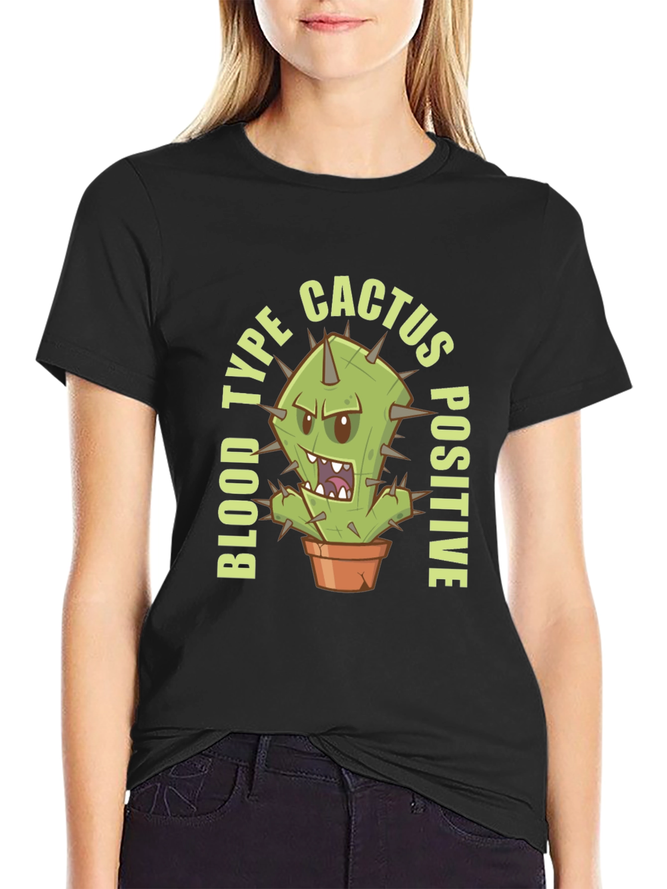 Cactus Blood Type Positive Funny T-Shirt