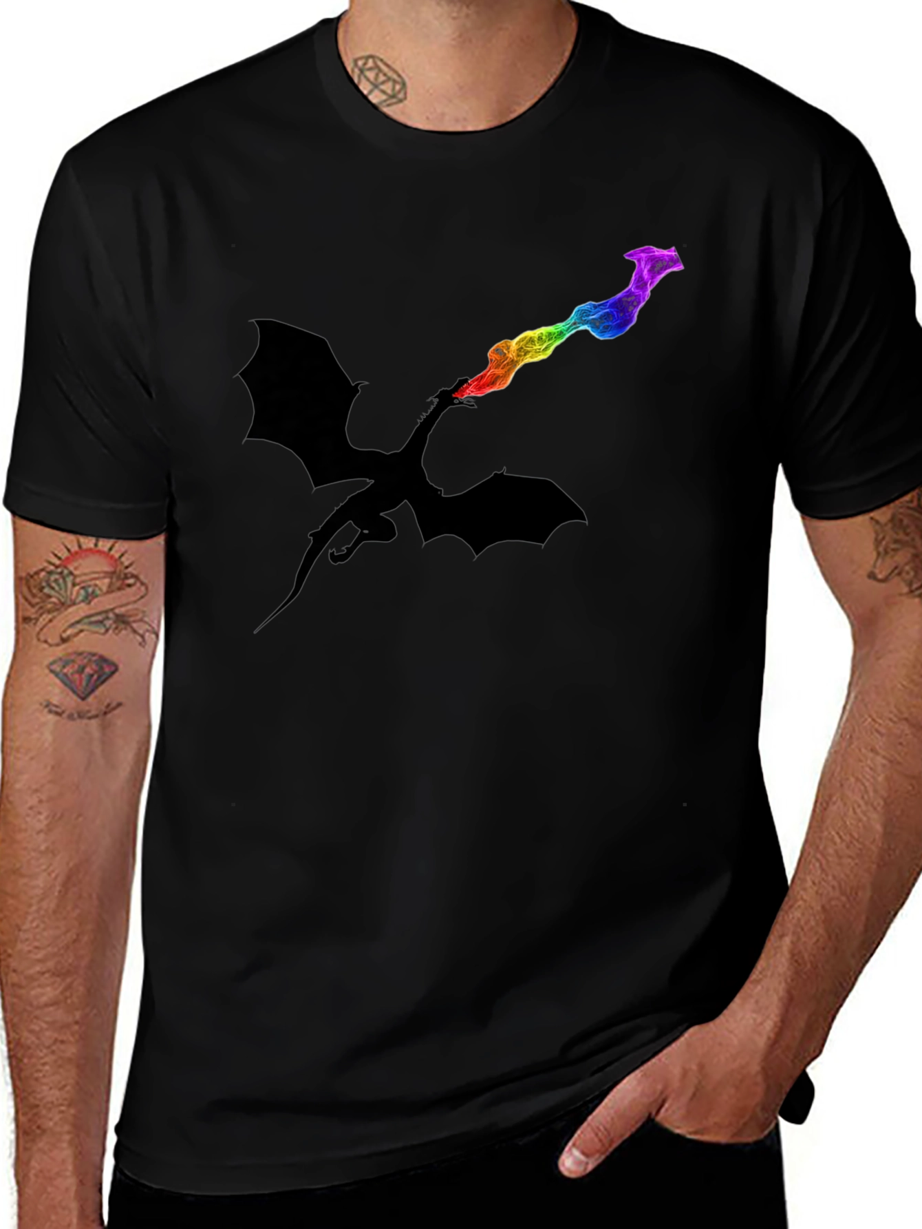 Dragon Fire Rainbow Graphic T-Shirt