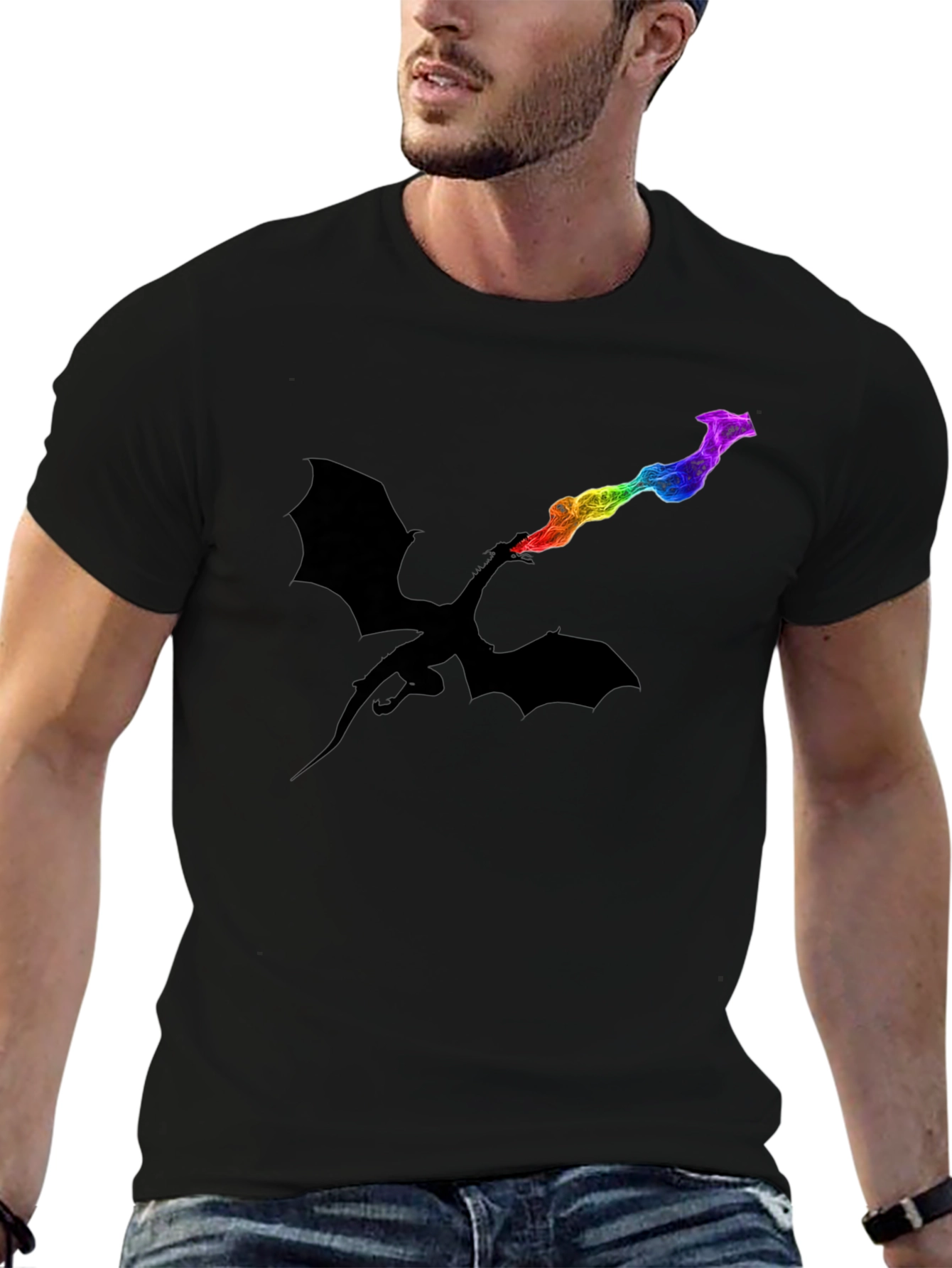 Dragon Fire Rainbow Graphic T-Shirt