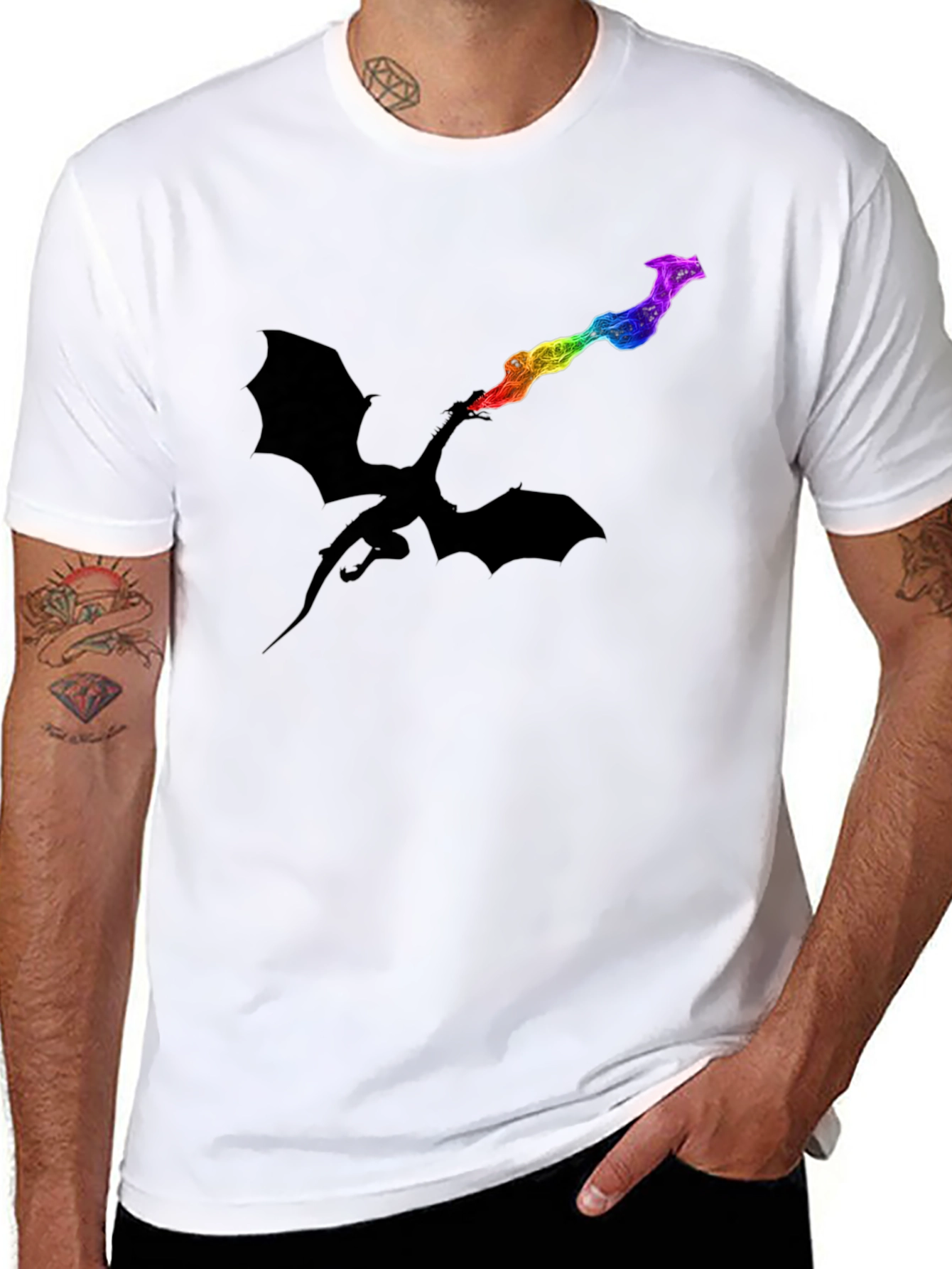 Dragon Fire Rainbow Graphic T-Shirt