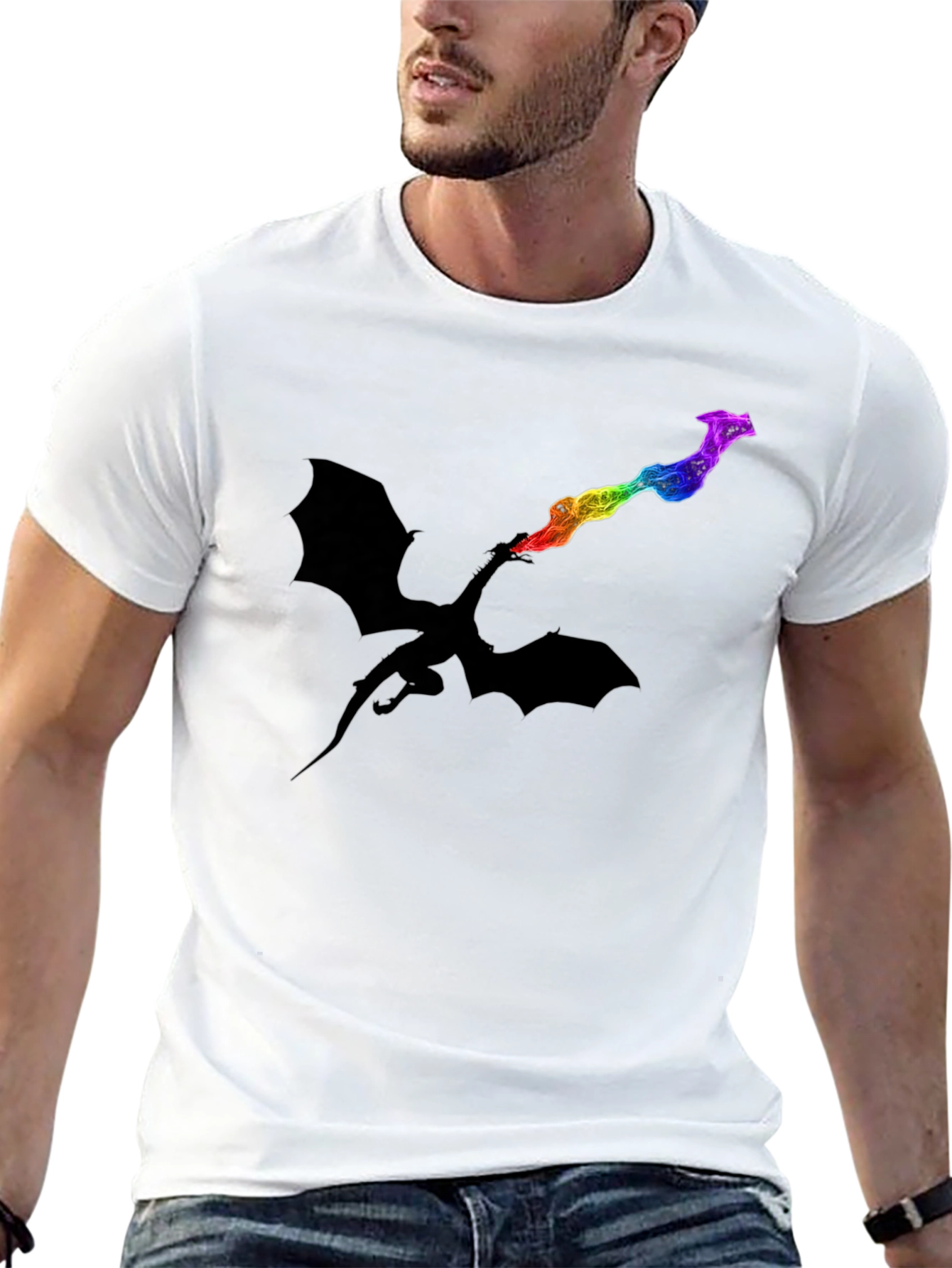 Dragon Fire Rainbow Graphic T-Shirt