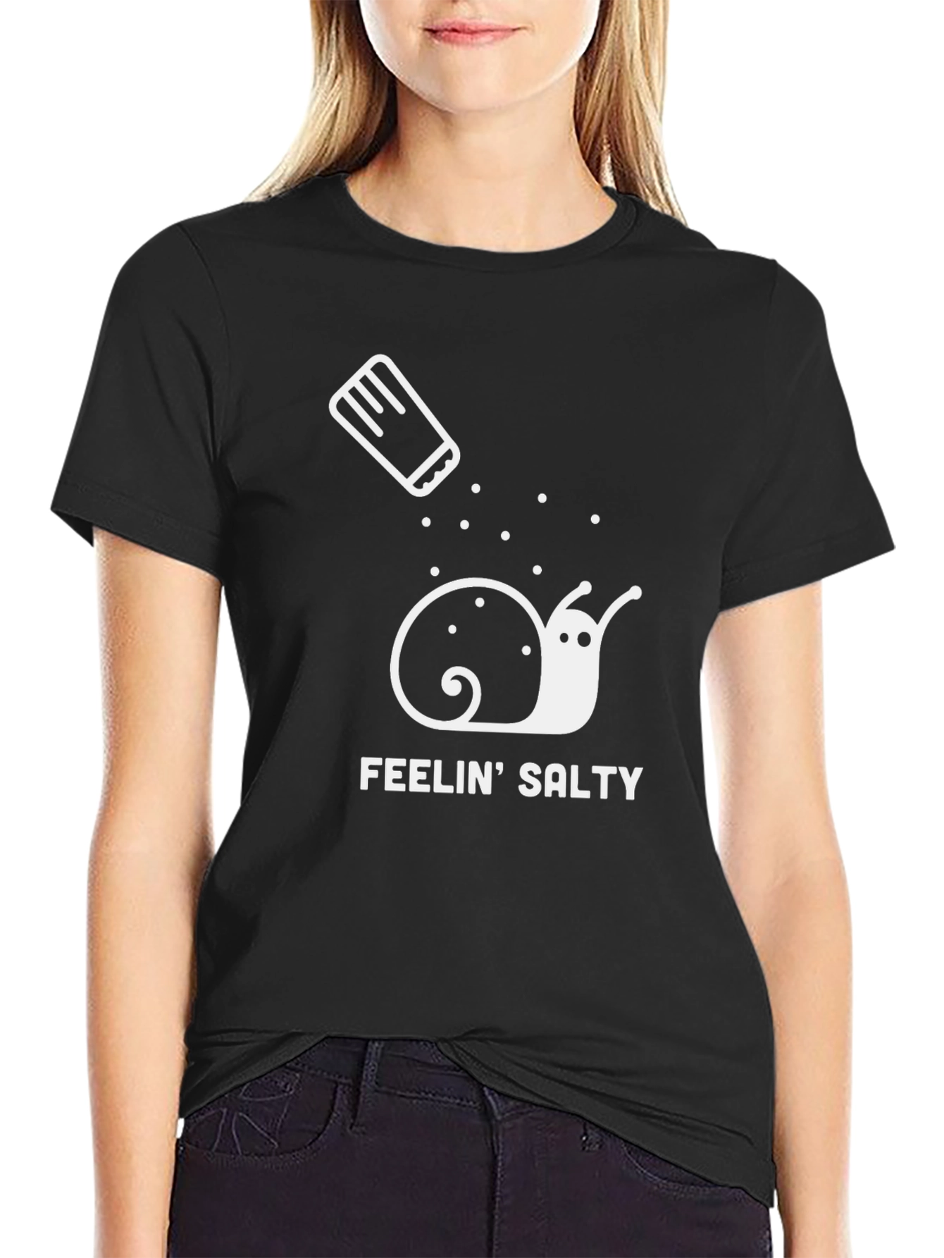 Feelin Salty Snail Graphic T-Shirt - Black Cotton