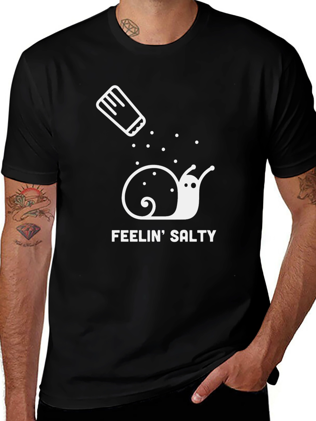 Feelin Salty Snail Graphic T-Shirt - Black Cotton