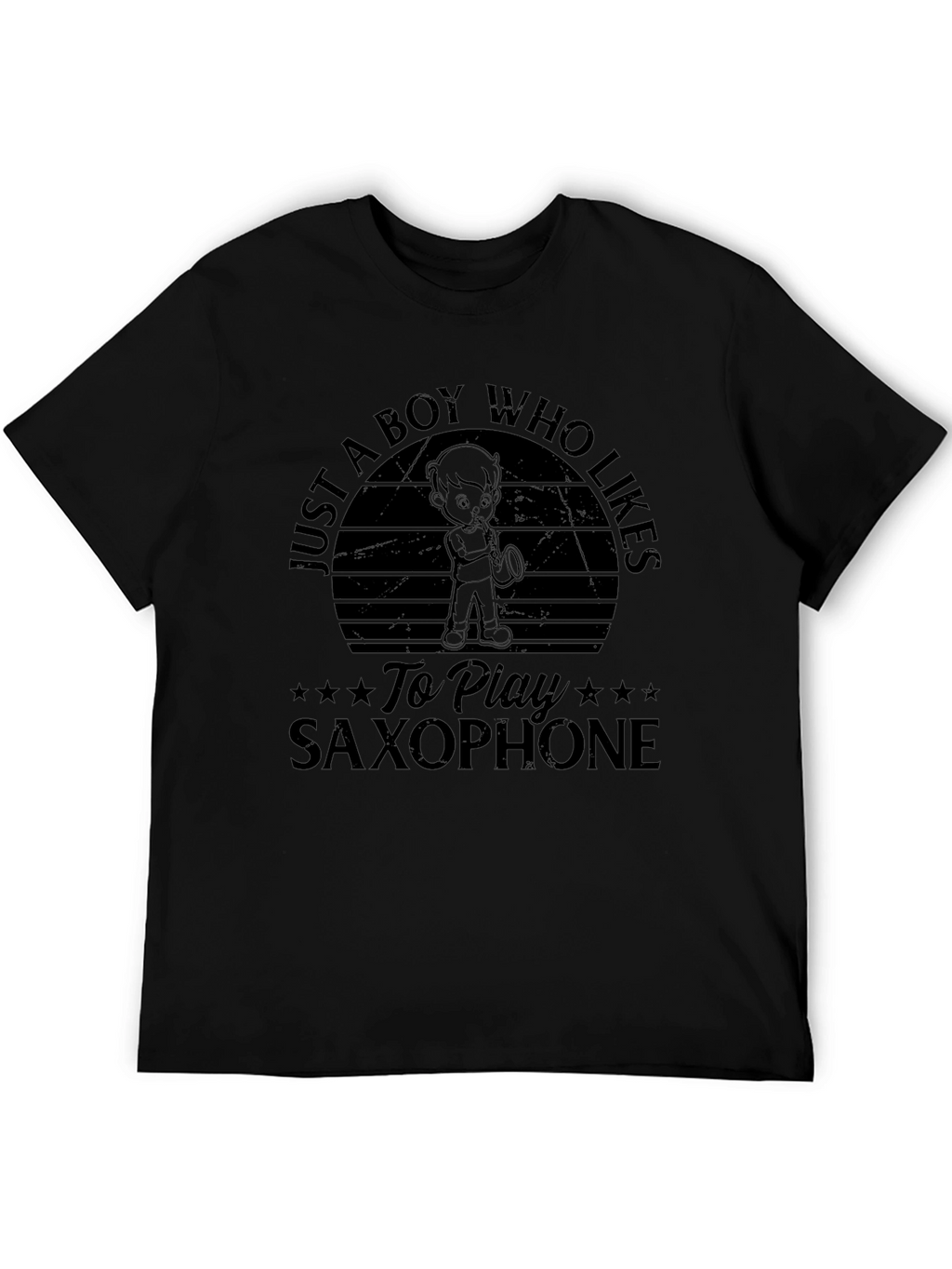 Boy Who Likes Saxophone Black T-Shirt