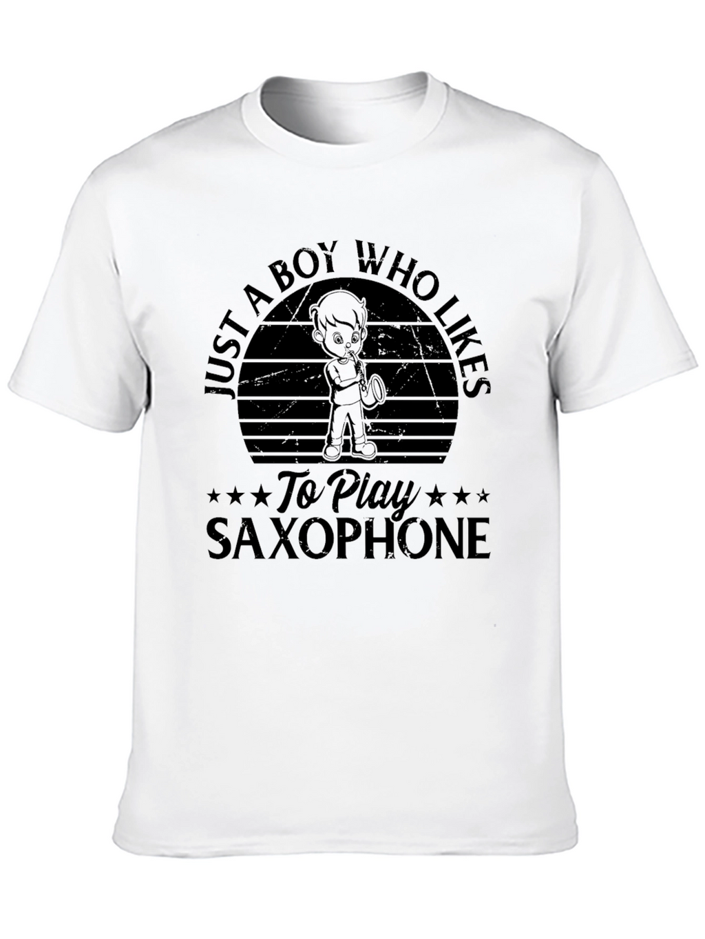 Boy Who Likes Saxophone Black T-Shirt
