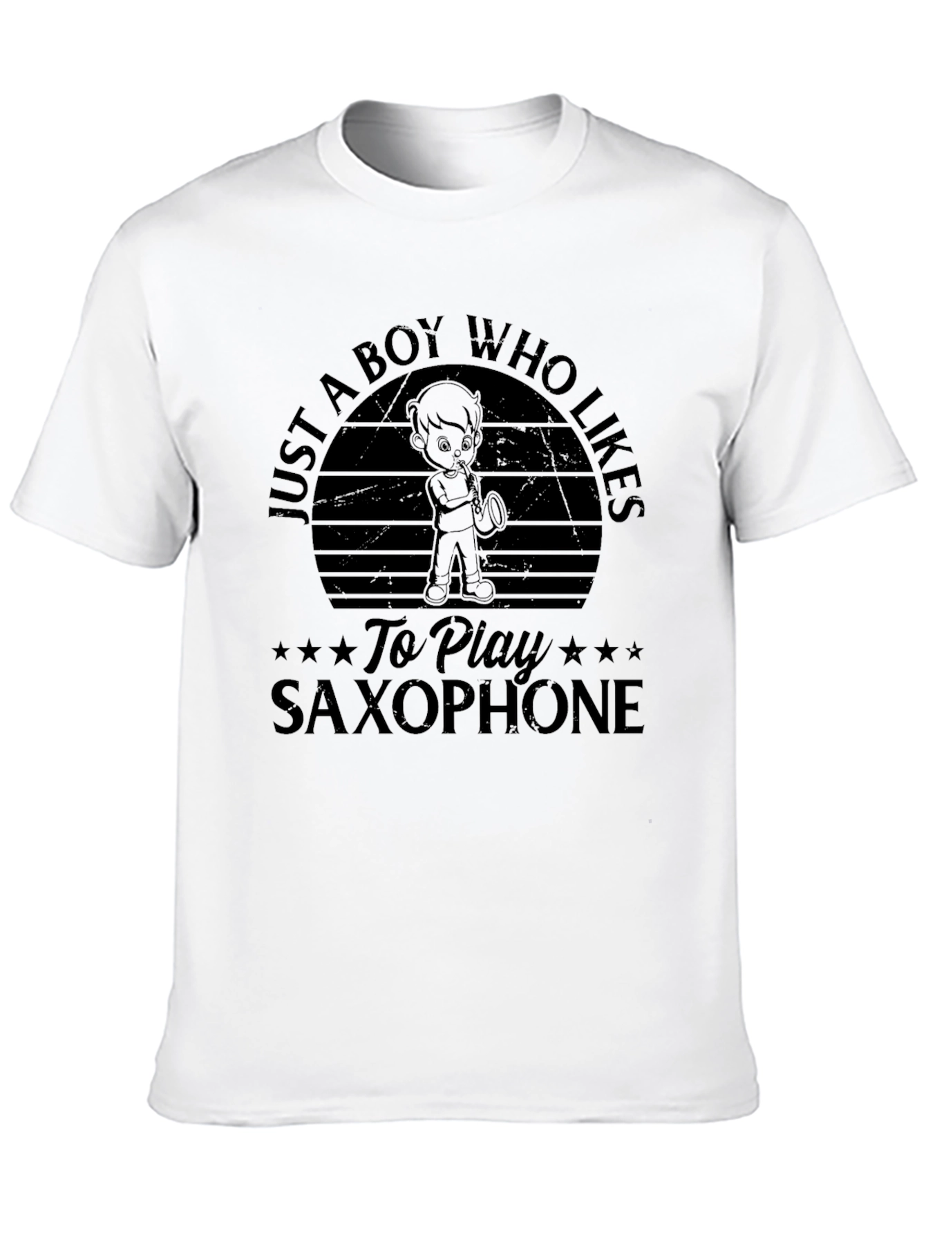 Boy Who Likes Saxophone Black T-Shirt