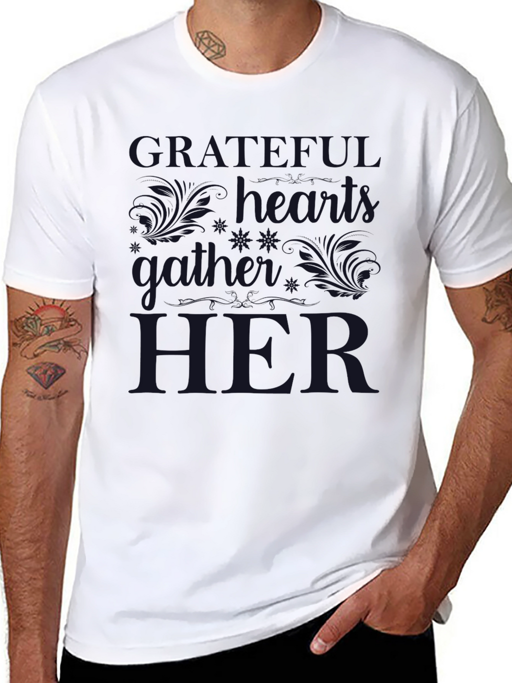 Grateful Hearts Gather Here Graphic T-Shirt