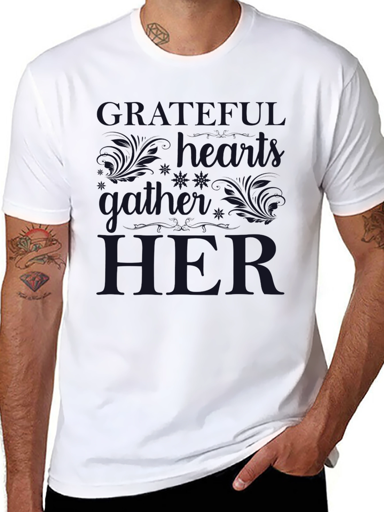 Grateful Hearts Gather Here Graphic T-Shirt