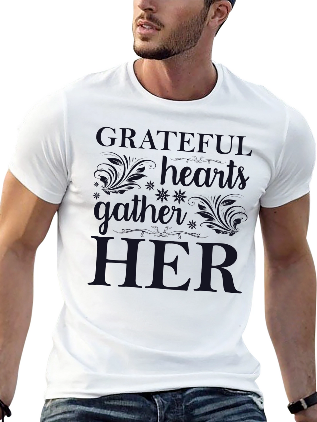 Grateful Hearts Gather Here Graphic T-Shirt