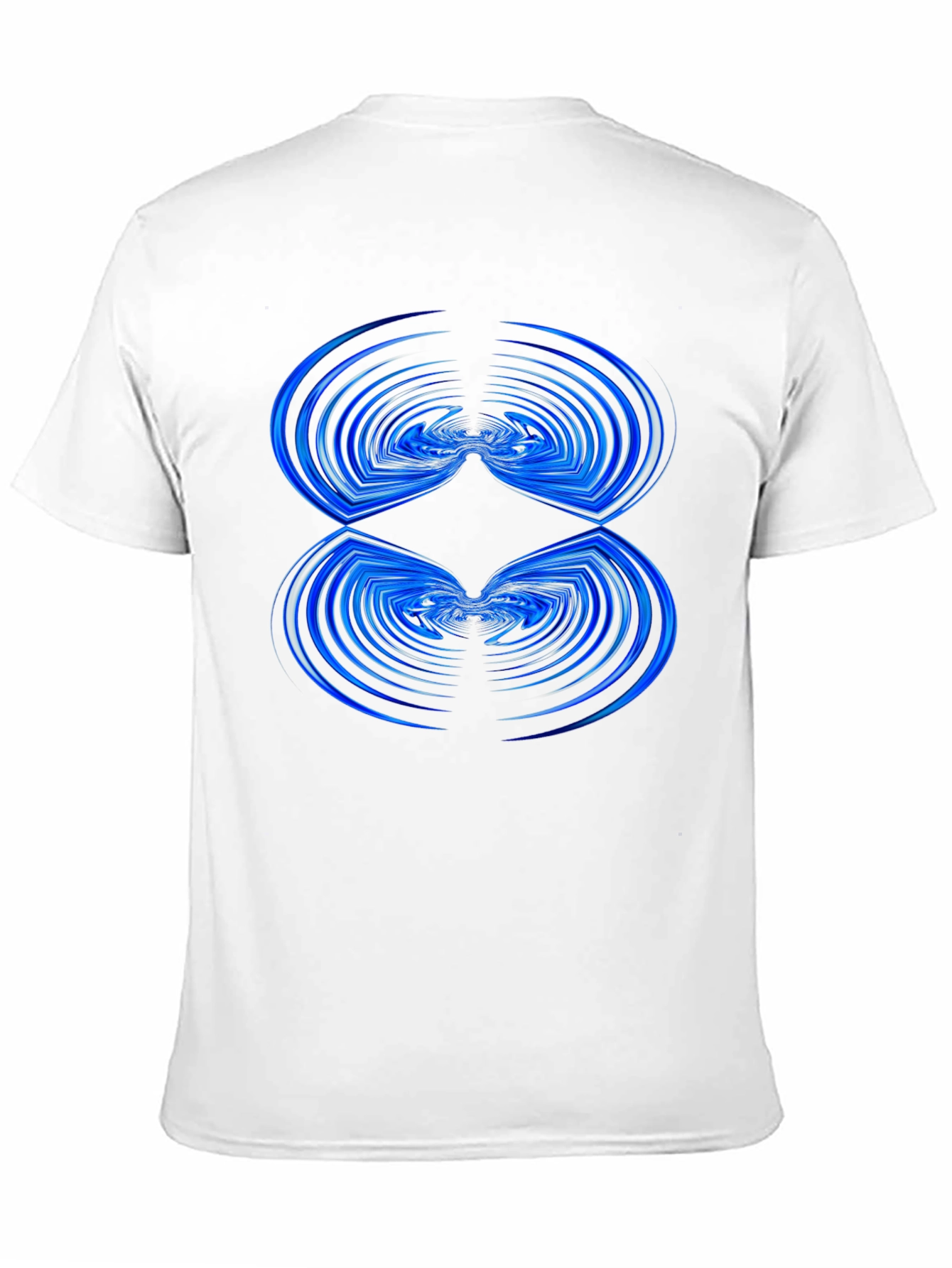 Abstract Blue Wave Pattern Black T-Shirt