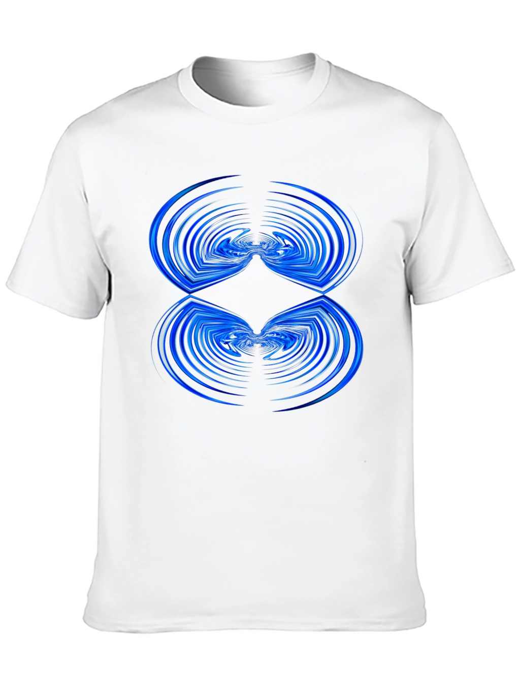 Abstract Blue Wave Pattern Black T-Shirt