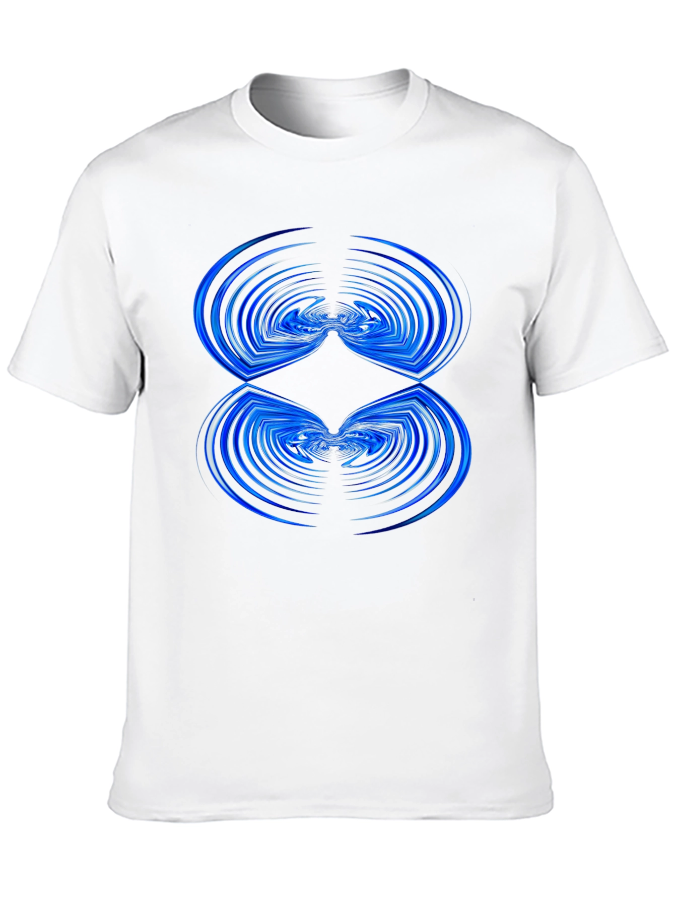 Abstract Blue Wave Pattern Black T-Shirt