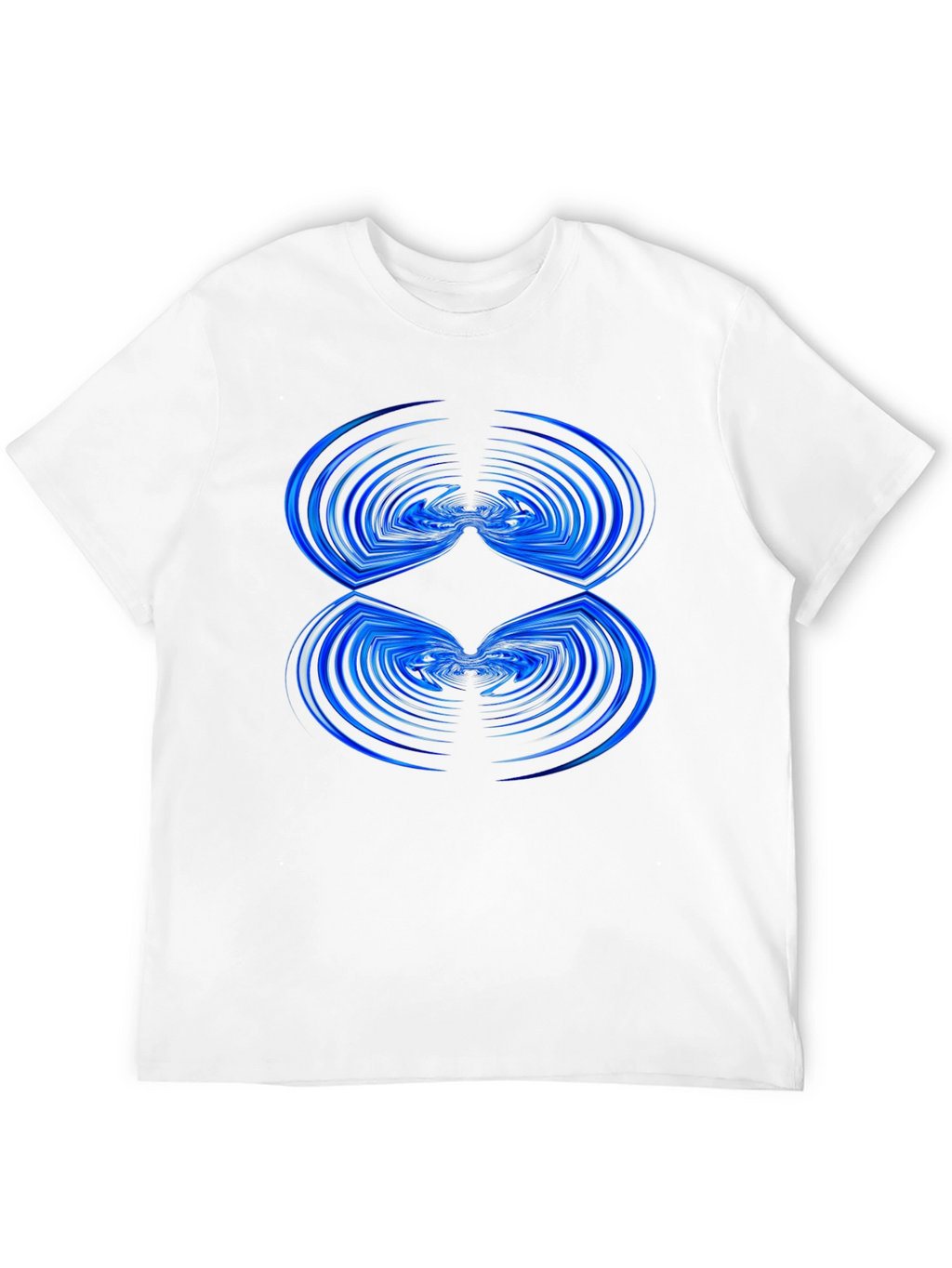 Abstract Blue Wave Pattern Black T-Shirt
