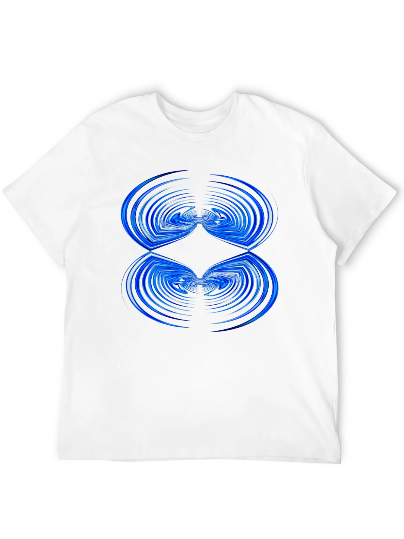 Abstract Blue Wave Pattern Black T-Shirt