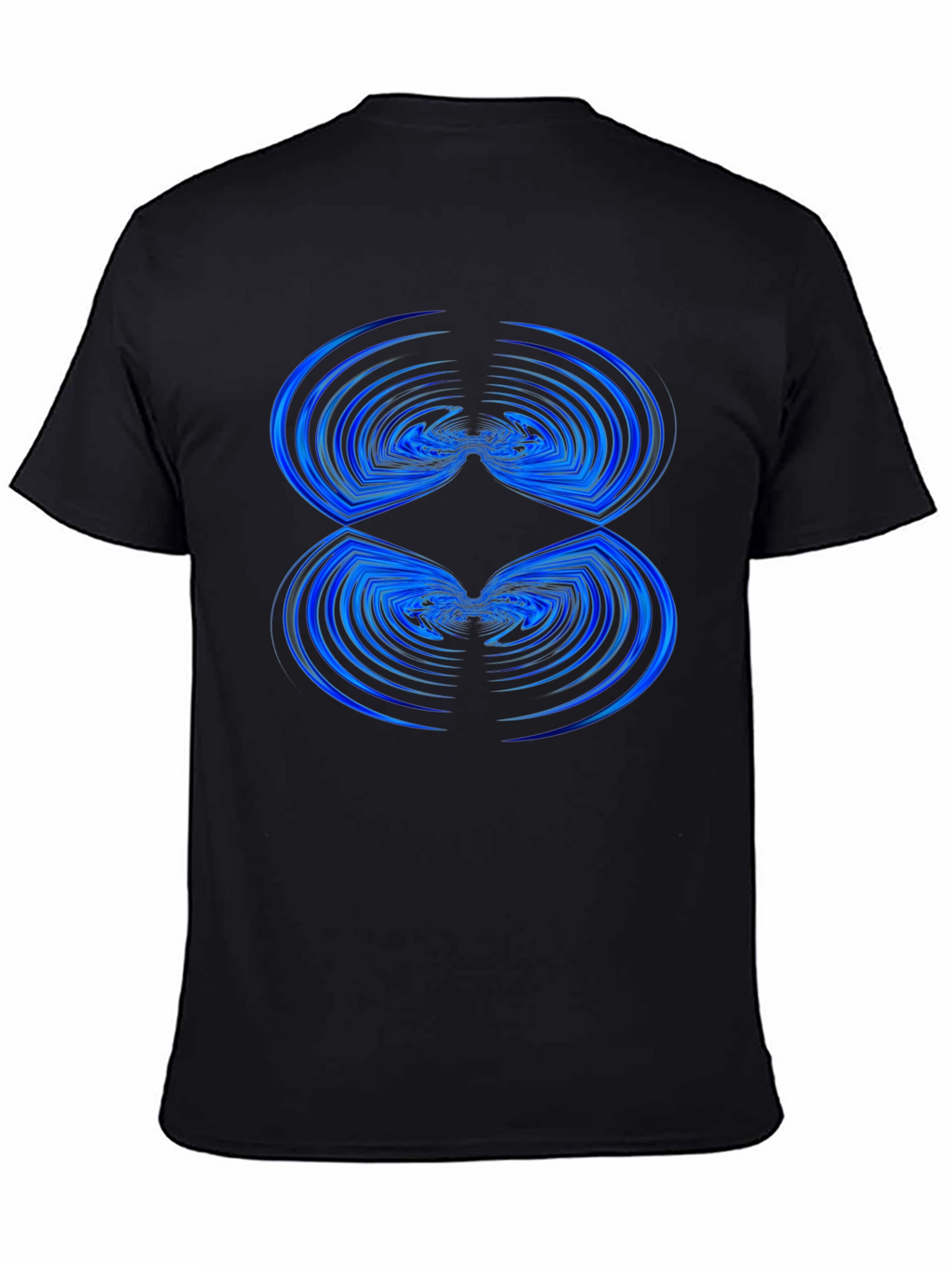 Abstract Blue Wave Pattern Black T-Shirt