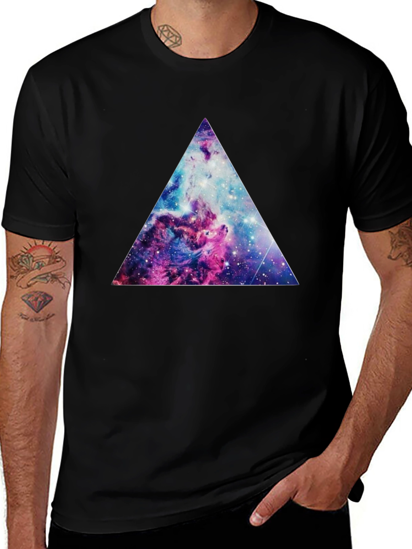 Cosmic Triangle Graphic Tee - Black