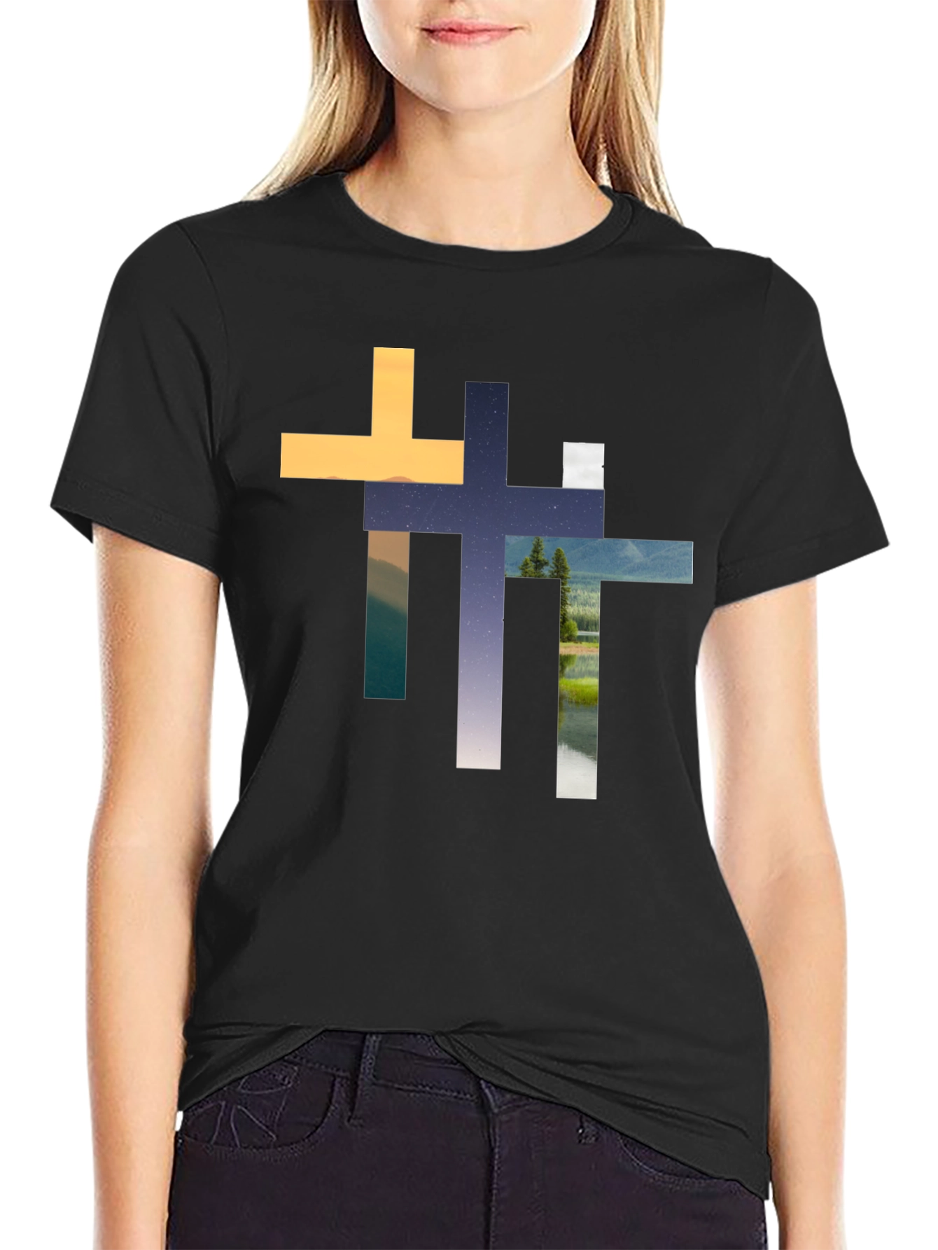 Abstract Cross Graphic T-Shirt - Stylish Christian Apparel