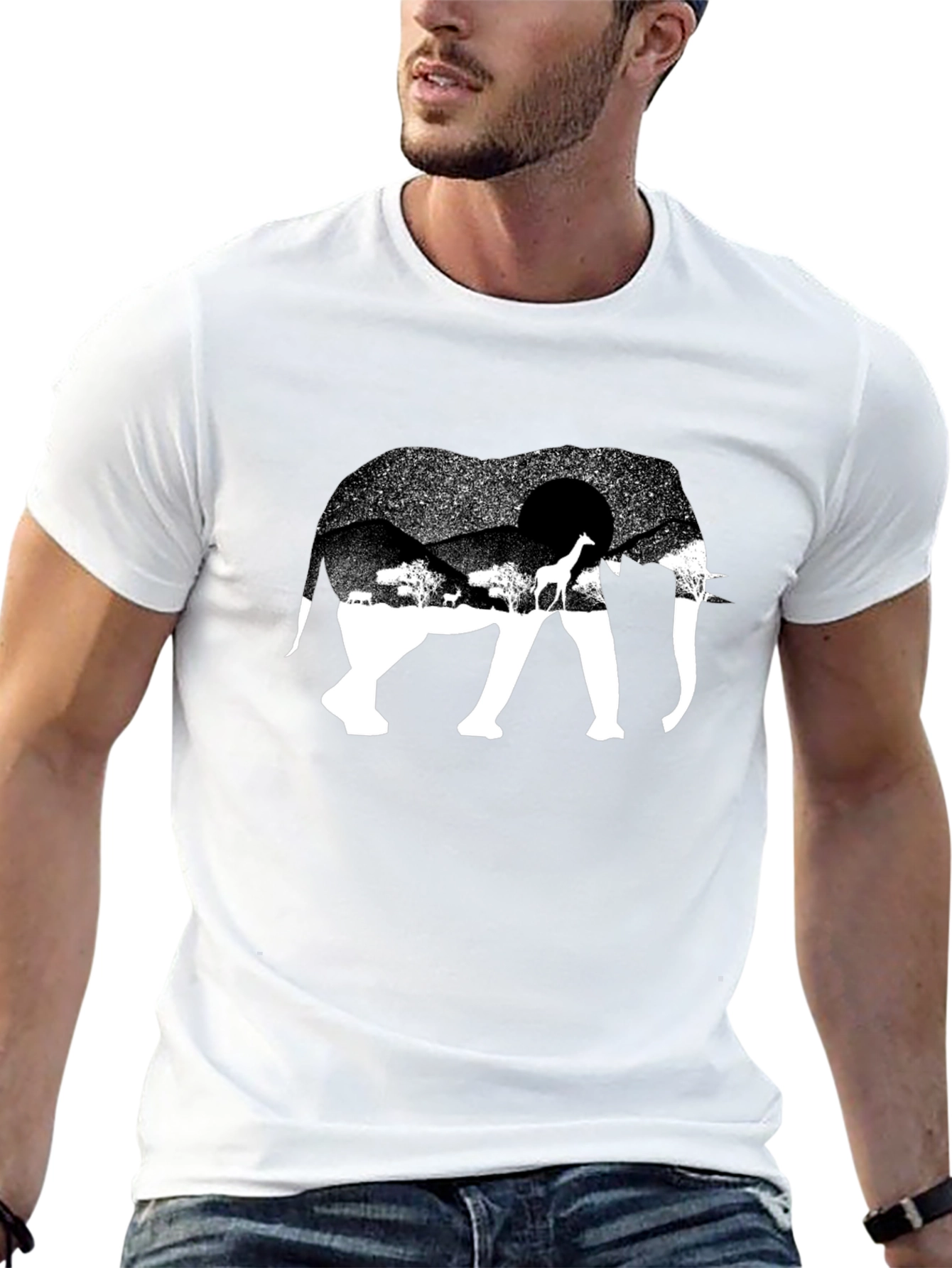 Elephant Safari Graphic Tee - Black