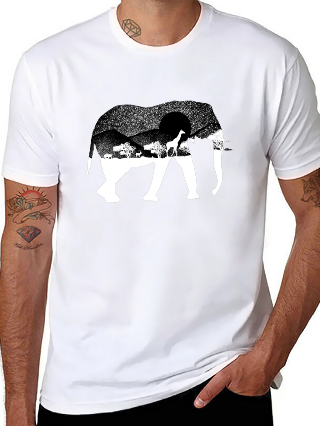 Elephant Safari Graphic Tee - Black